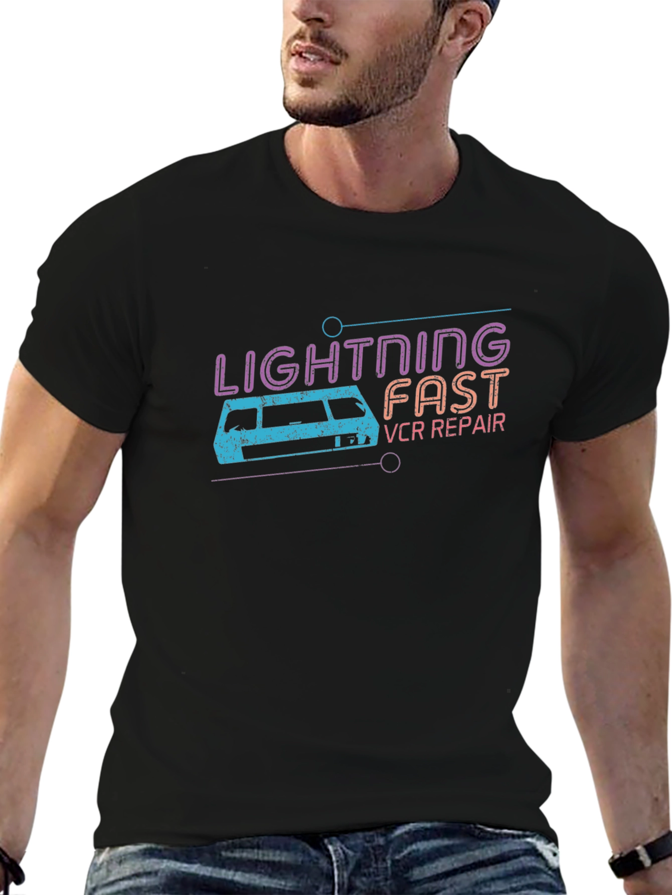Lightning Fast VCR Repair T-Shirt - Retro 80s Style