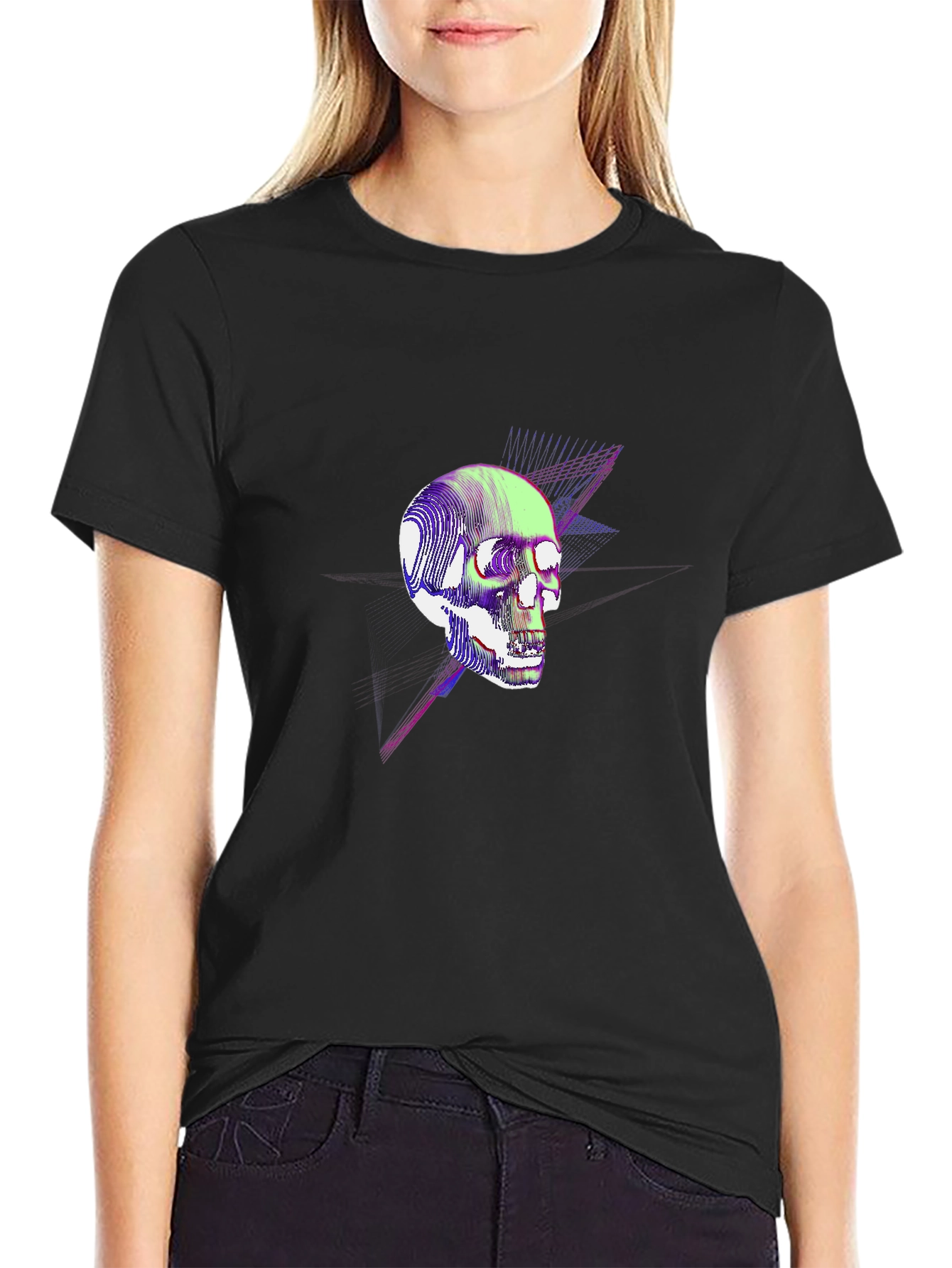 Skull Graphic T-Shirt - Neon Pop Art Design