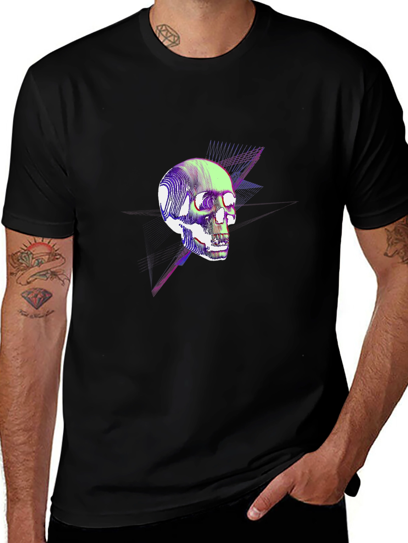 Skull Graphic T-Shirt - Neon Pop Art Design
