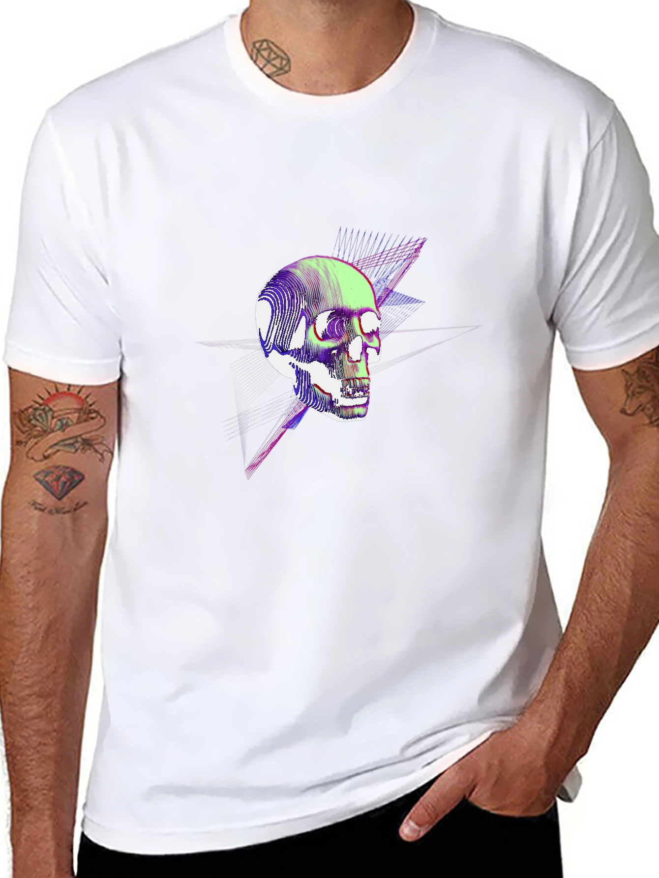 Skull Graphic T-Shirt - Neon Pop Art Design