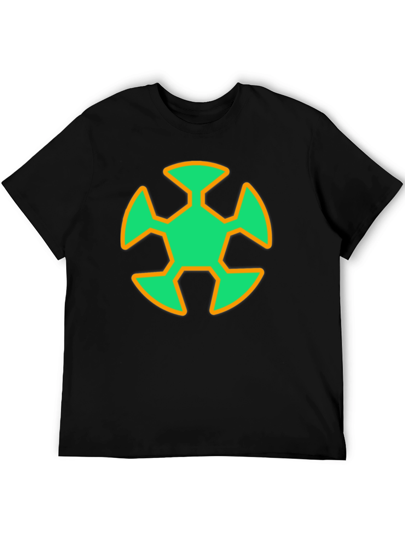 Geometric Graphic T-Shirt - Green & Orange Design