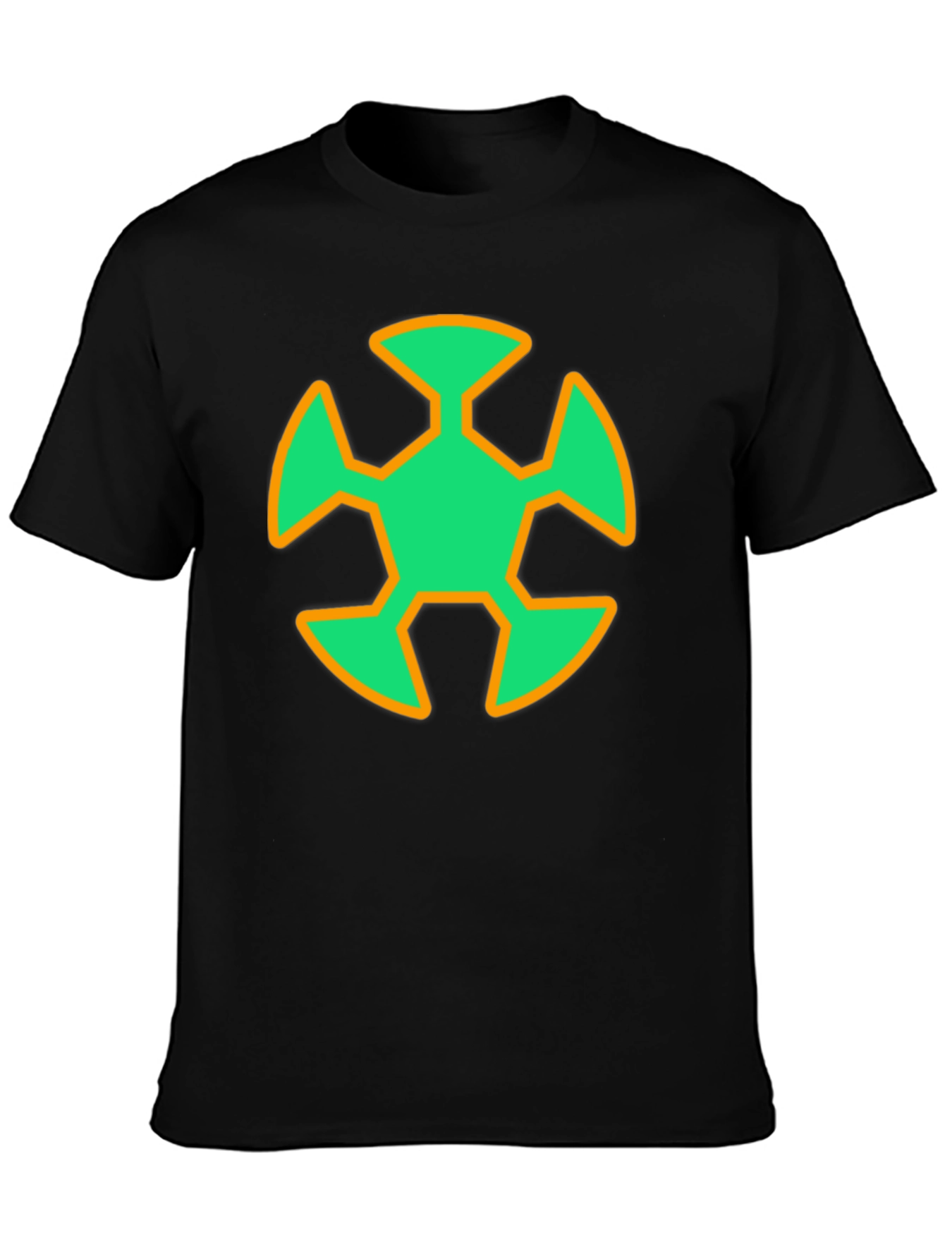Geometric Graphic T-Shirt - Green & Orange Design