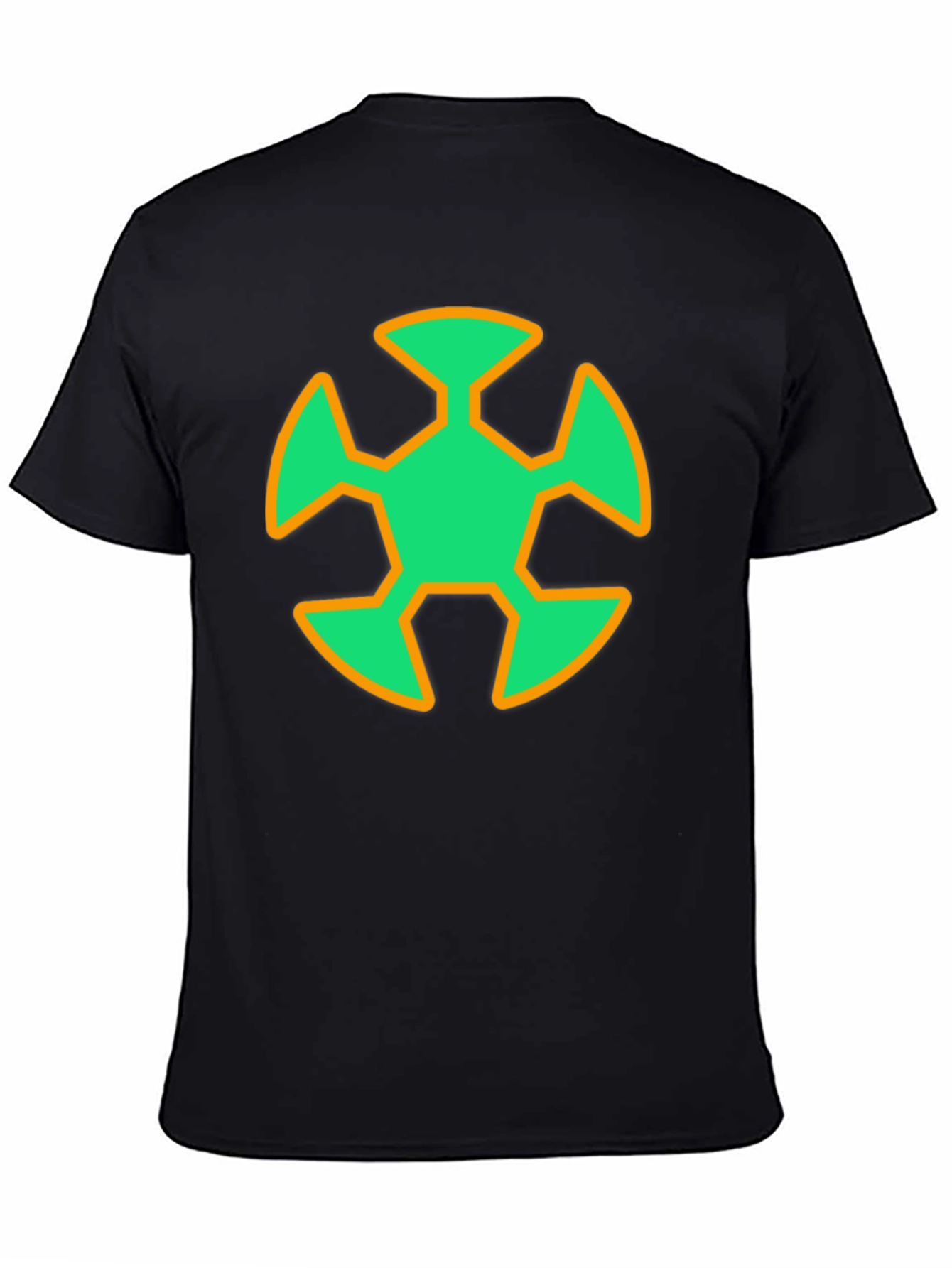 Geometric Graphic T-Shirt - Green & Orange Design