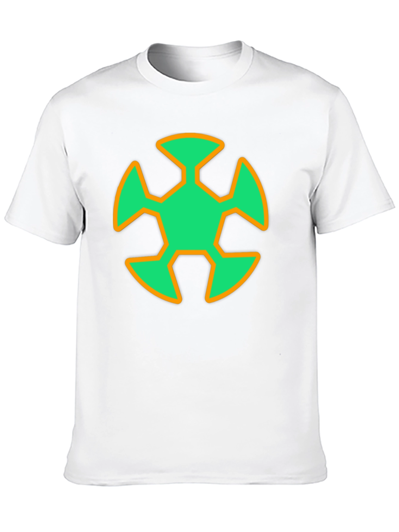 Geometric Graphic T-Shirt - Green & Orange Design