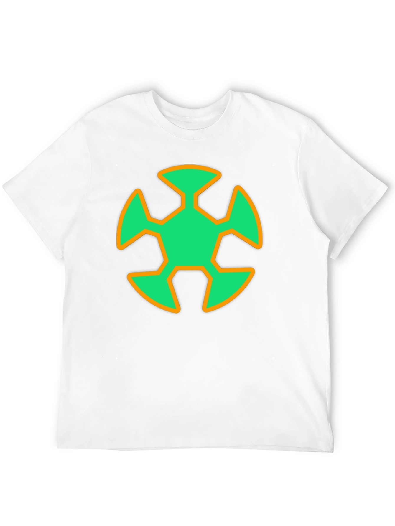 Geometric Graphic T-Shirt - Green & Orange Design