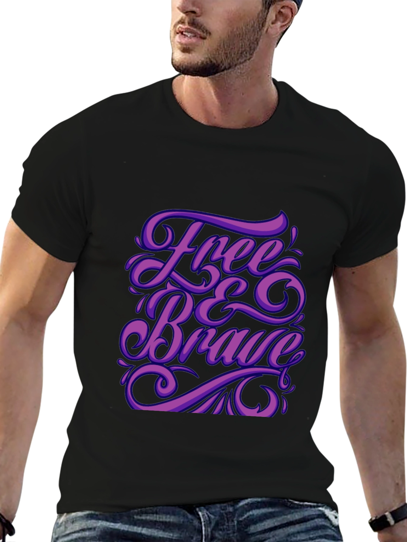 Free & Brave Graphic Black T-Shirt