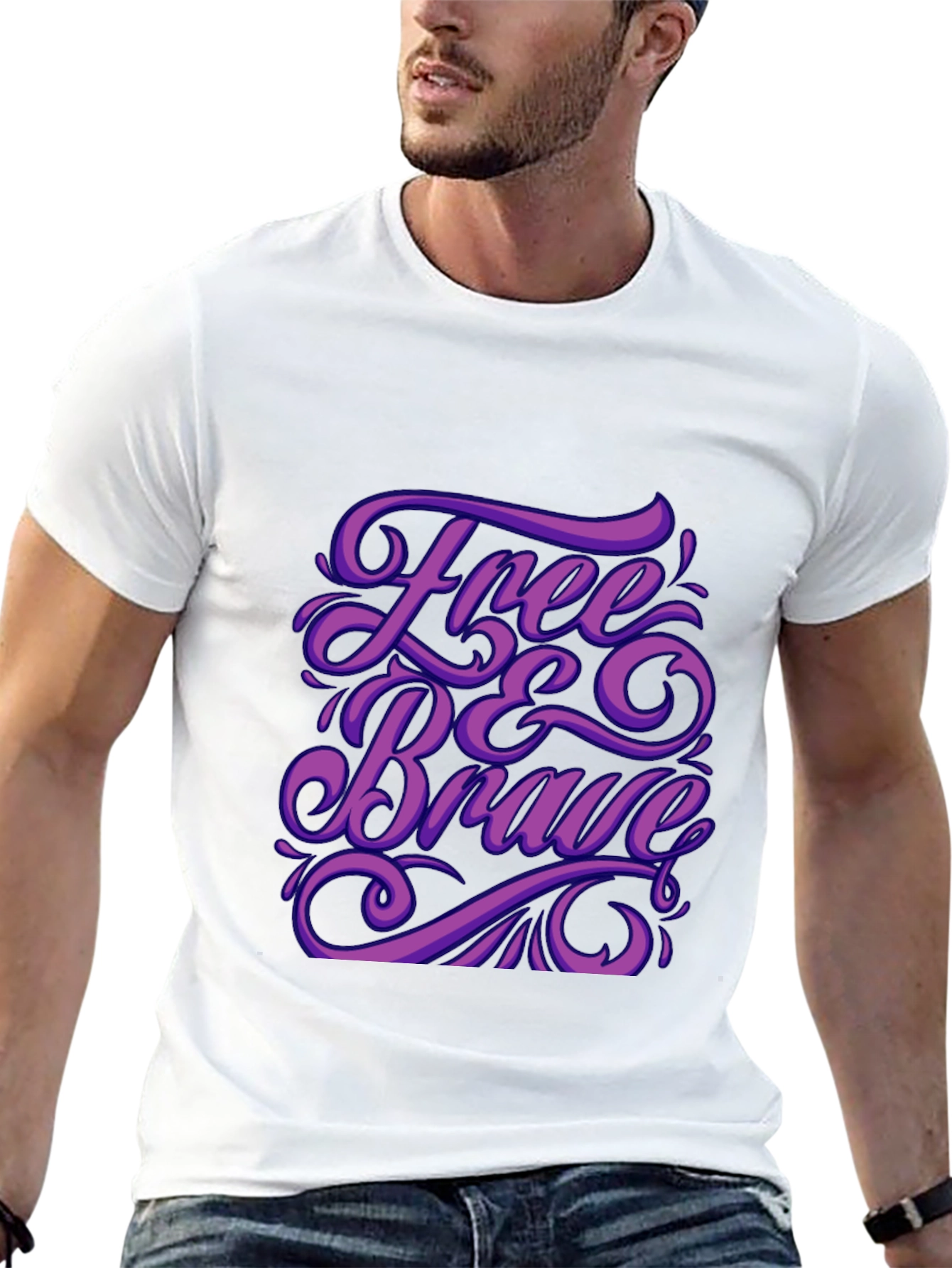 Free & Brave Graphic Black T-Shirt