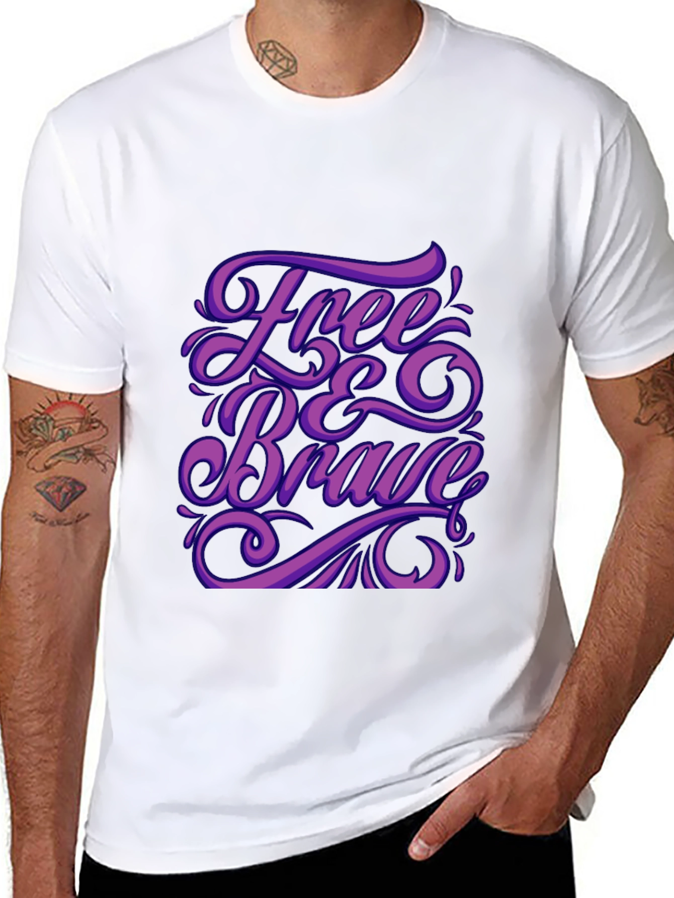 Free & Brave Graphic Black T-Shirt