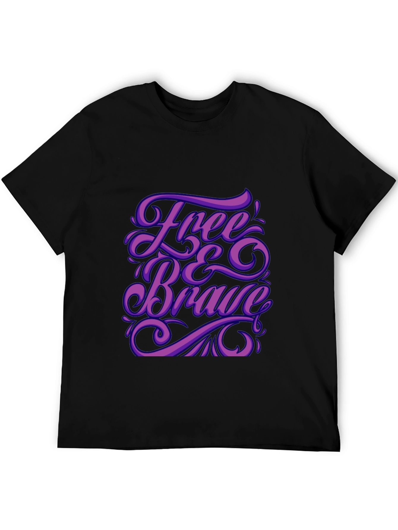 Free & Brave Graphic Black T-Shirt