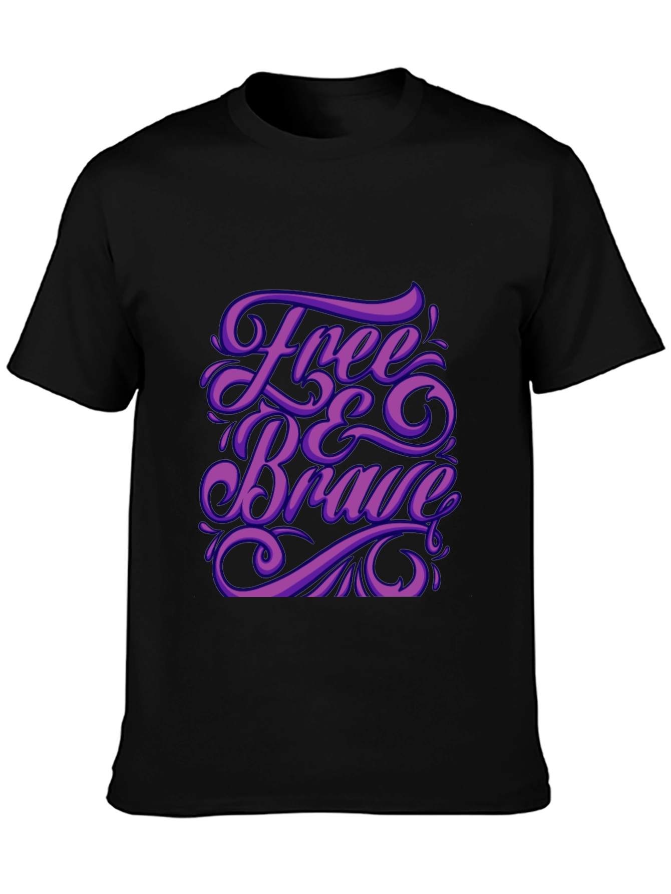 Free & Brave Graphic Black T-Shirt