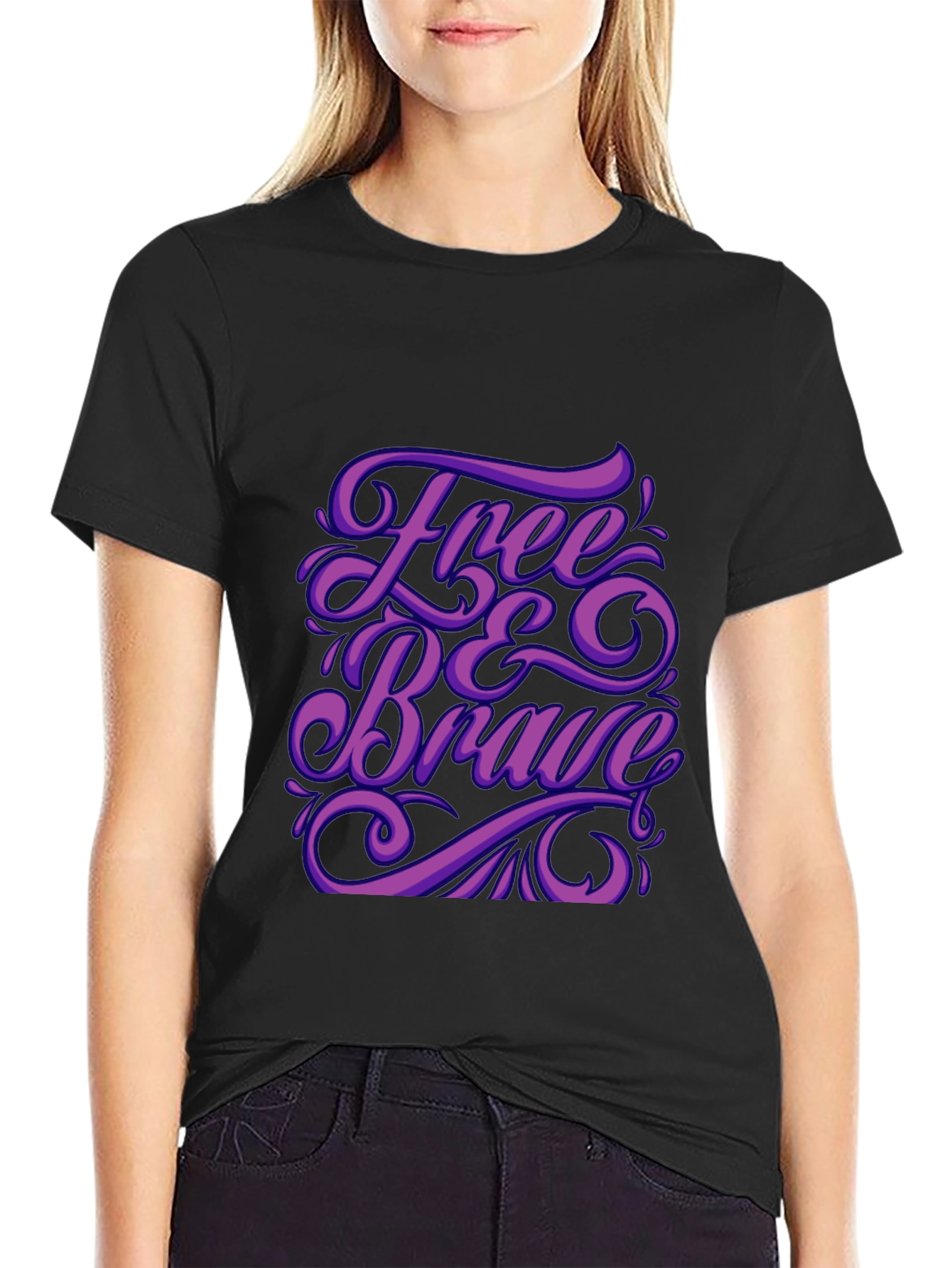 Free & Brave Graphic Black T-Shirt