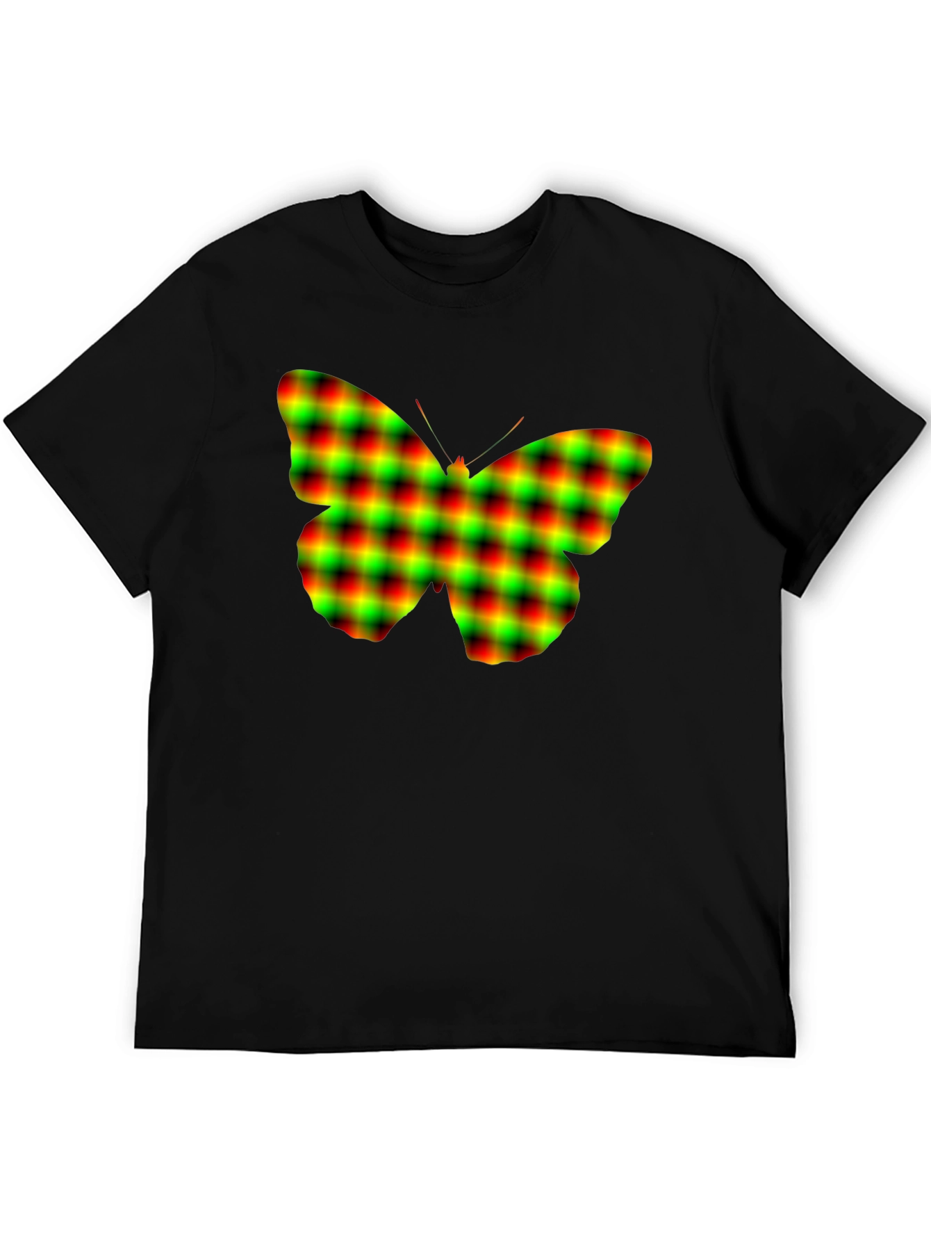 Butterfly Plaid Graphic Tee - Soft Black Cotton T-Shirt