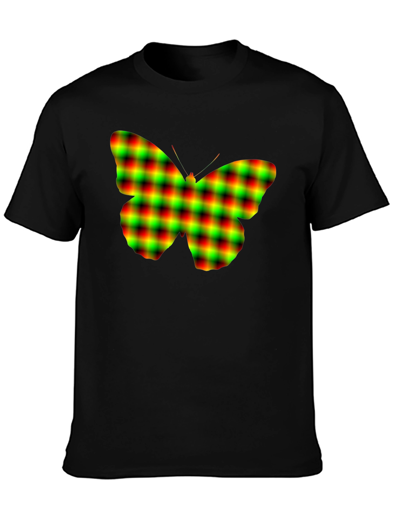 Butterfly Plaid Graphic Tee - Soft Black Cotton T-Shirt