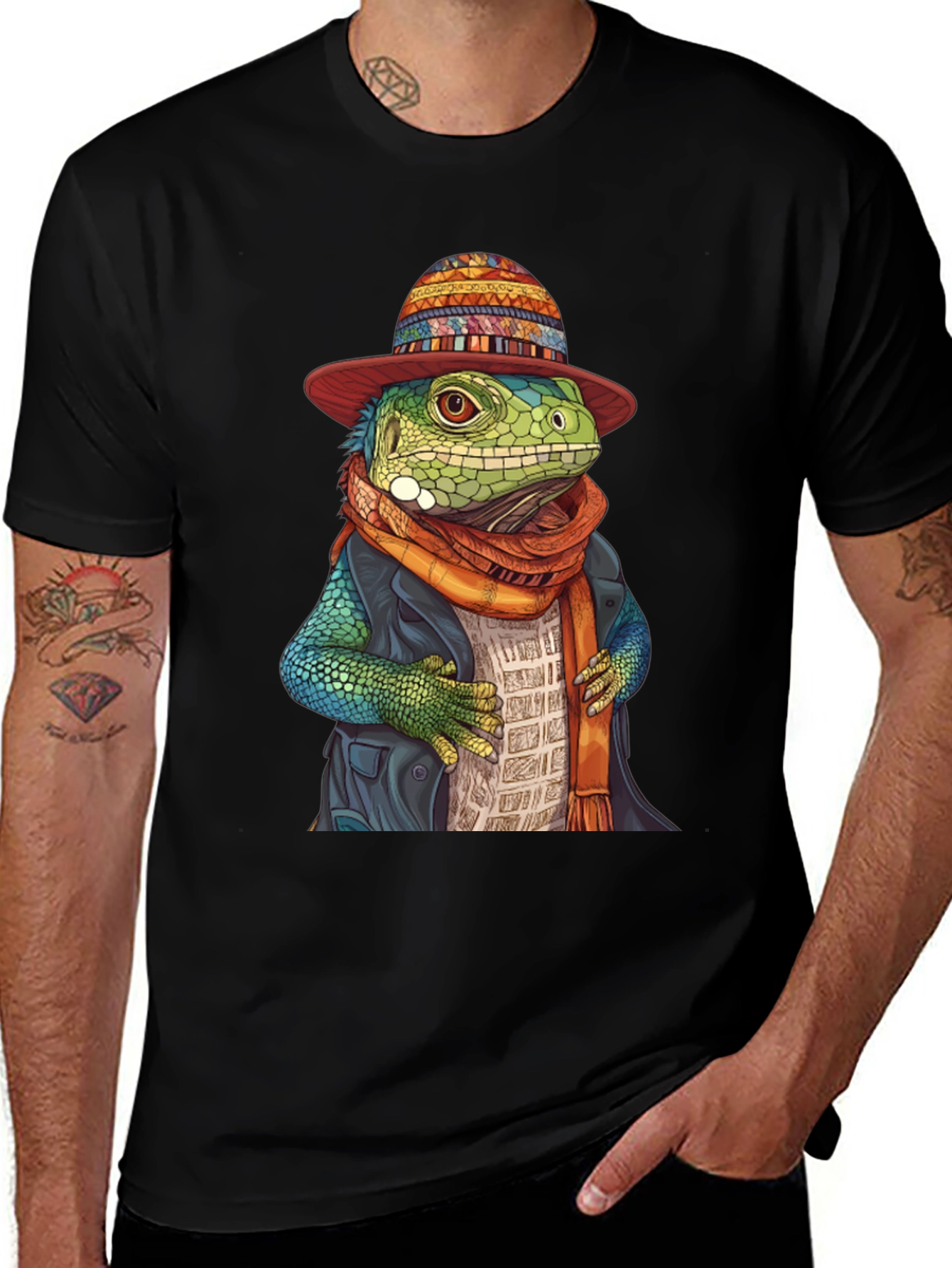 Lizard in Hat Graphic Tee - Unique Style