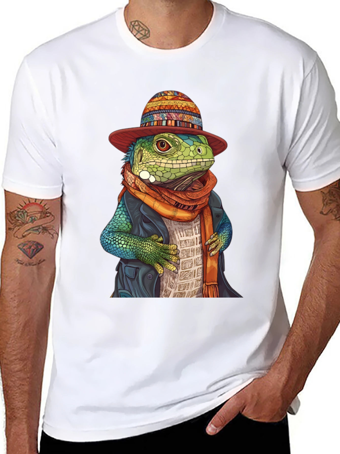 Lizard in Hat Graphic Tee - Unique Style