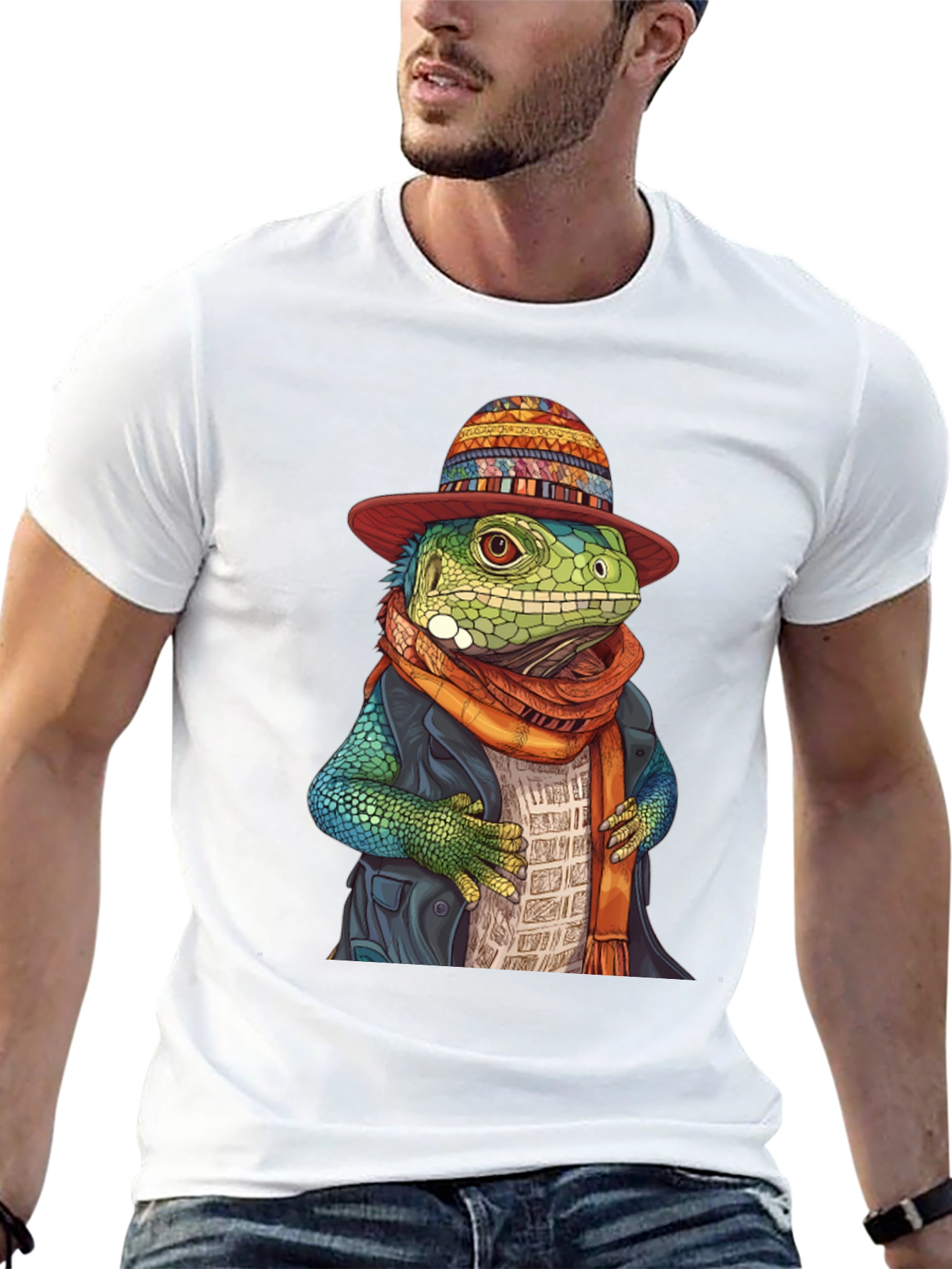 Lizard in Hat Graphic Tee - Unique Style