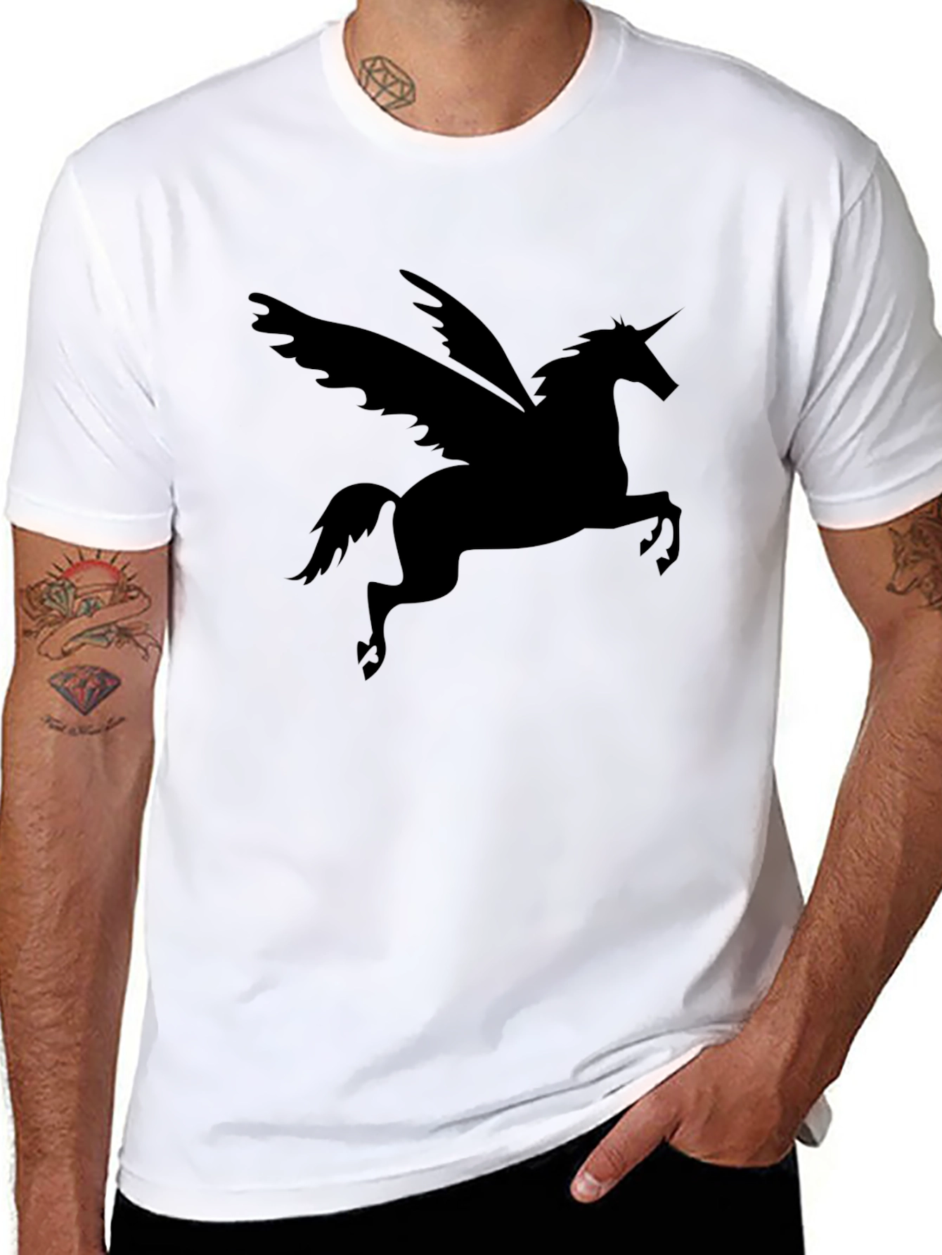 Black Unicorn Pegasus Graphic Tee