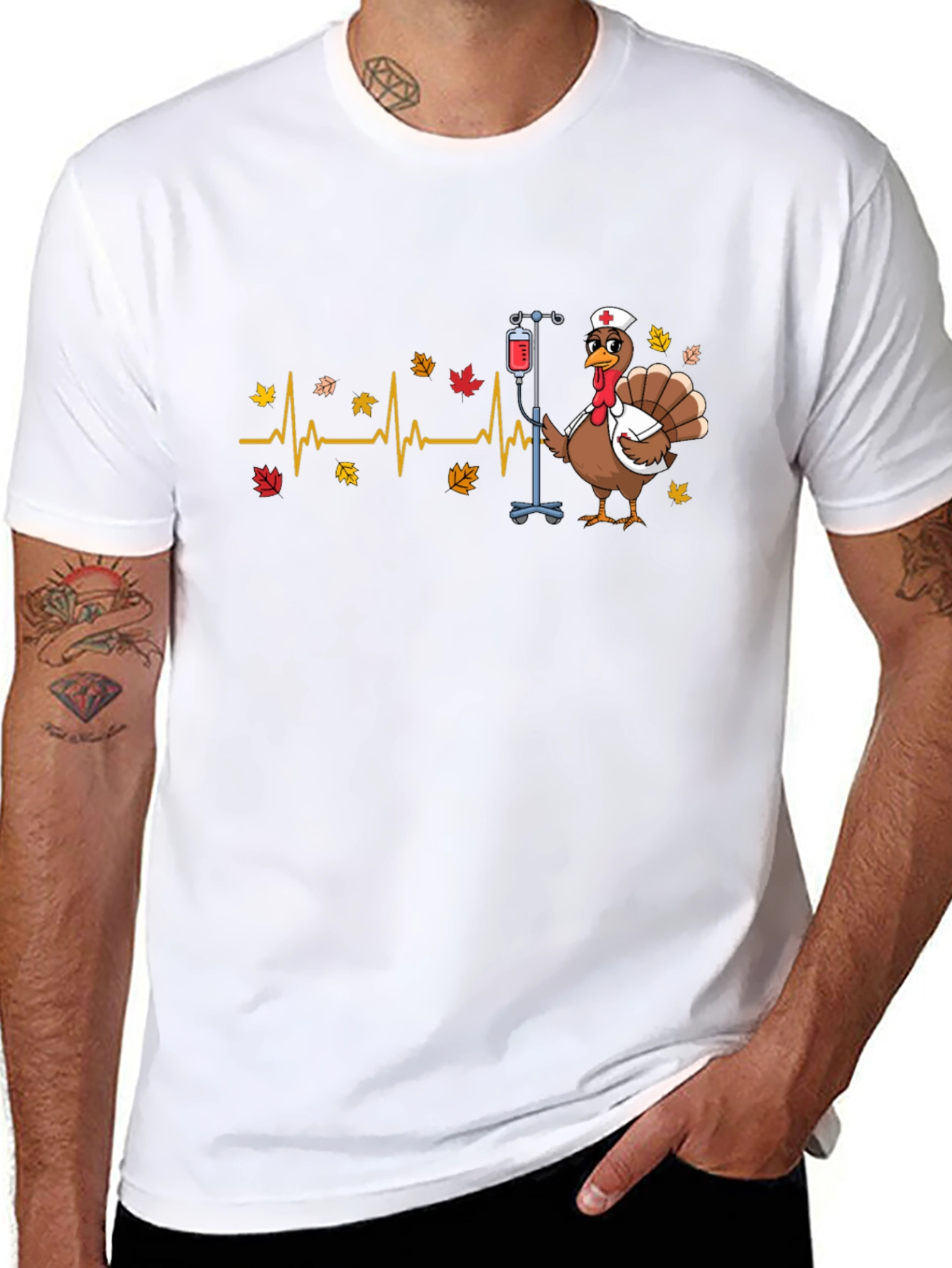 Turkey Nurse Thanksgiving Graphic T-Shirt