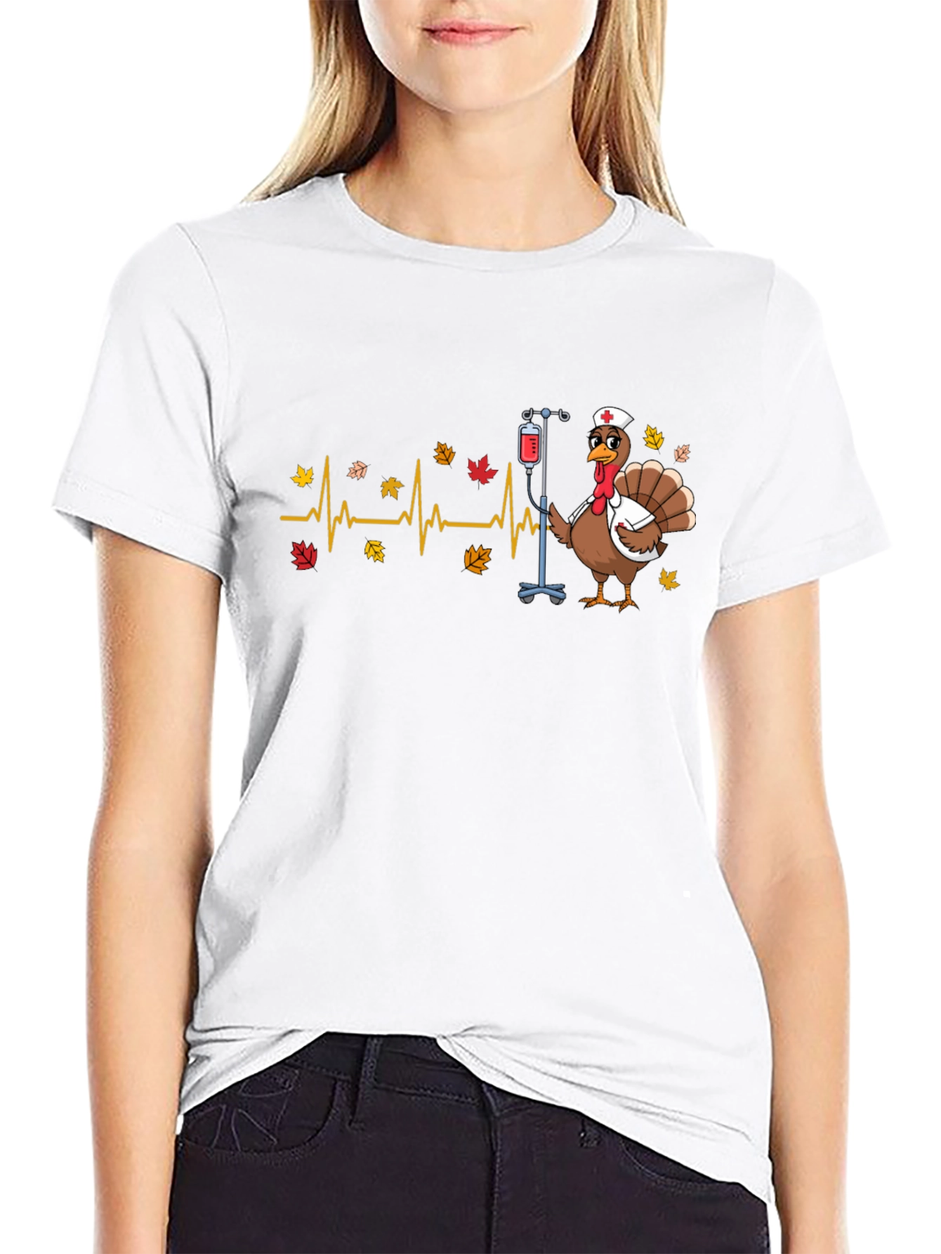 Turkey Nurse Thanksgiving Graphic T-Shirt