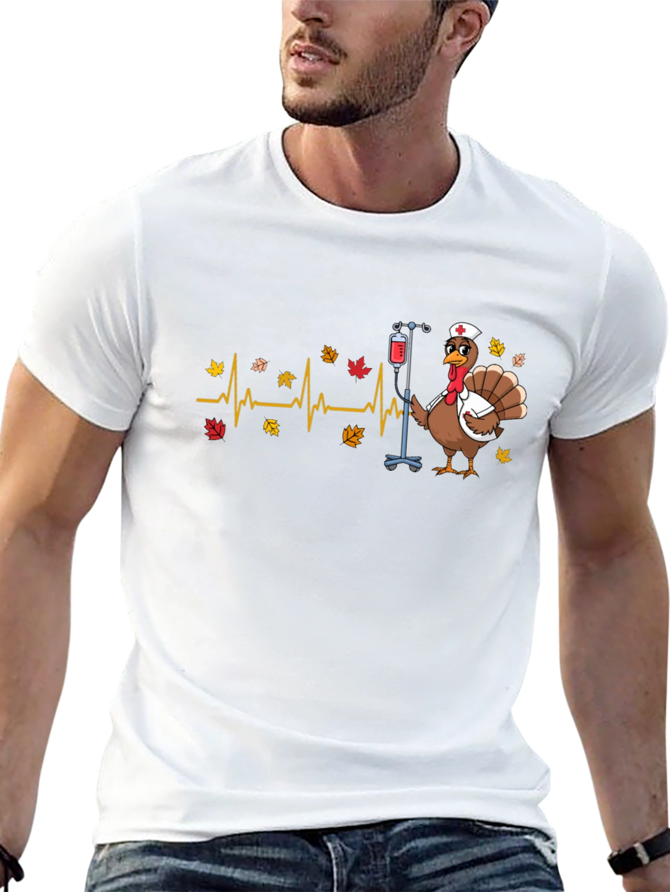 Turkey Nurse Thanksgiving Graphic T-Shirt