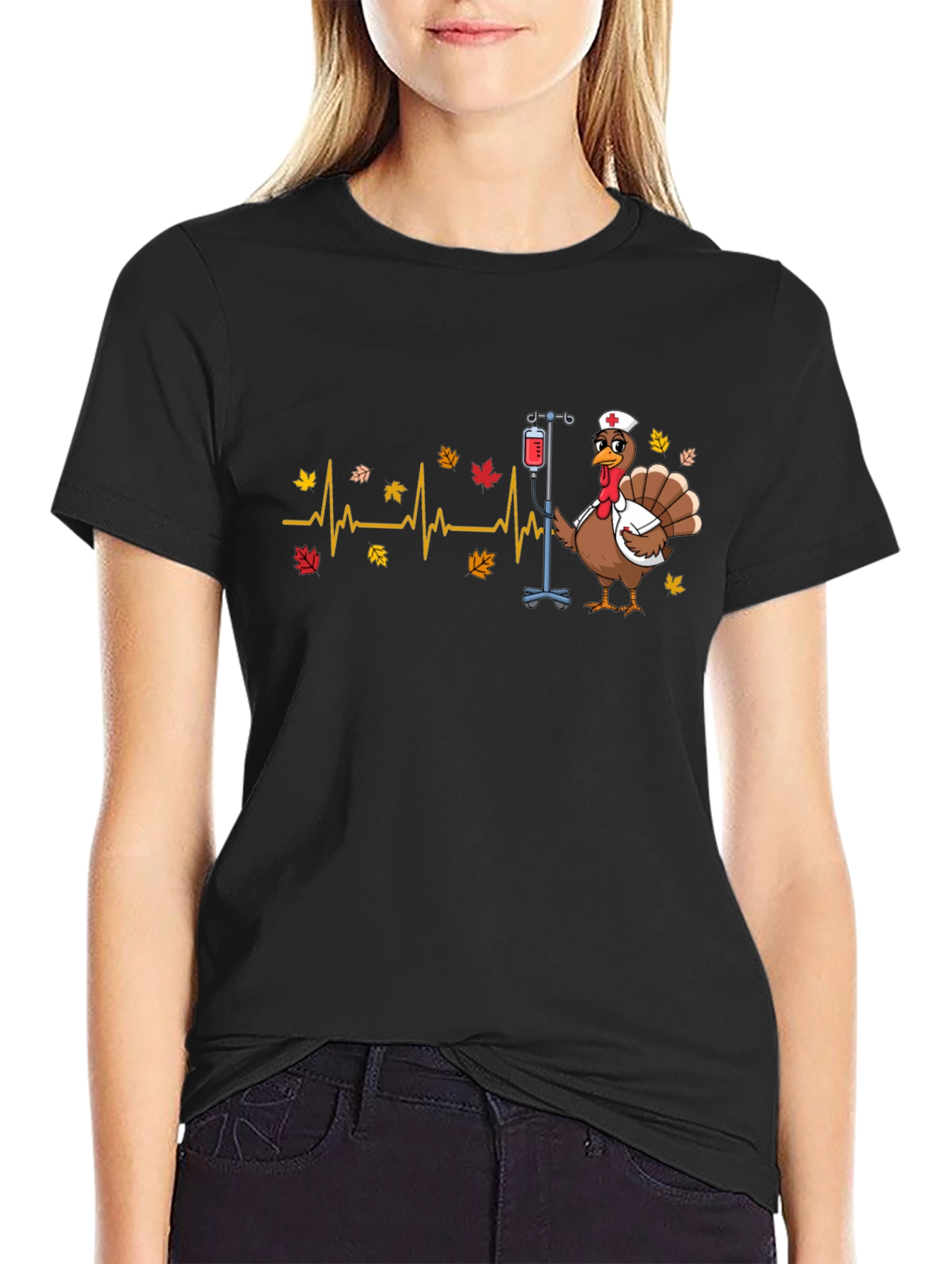 Turkey Nurse Thanksgiving Graphic T-Shirt