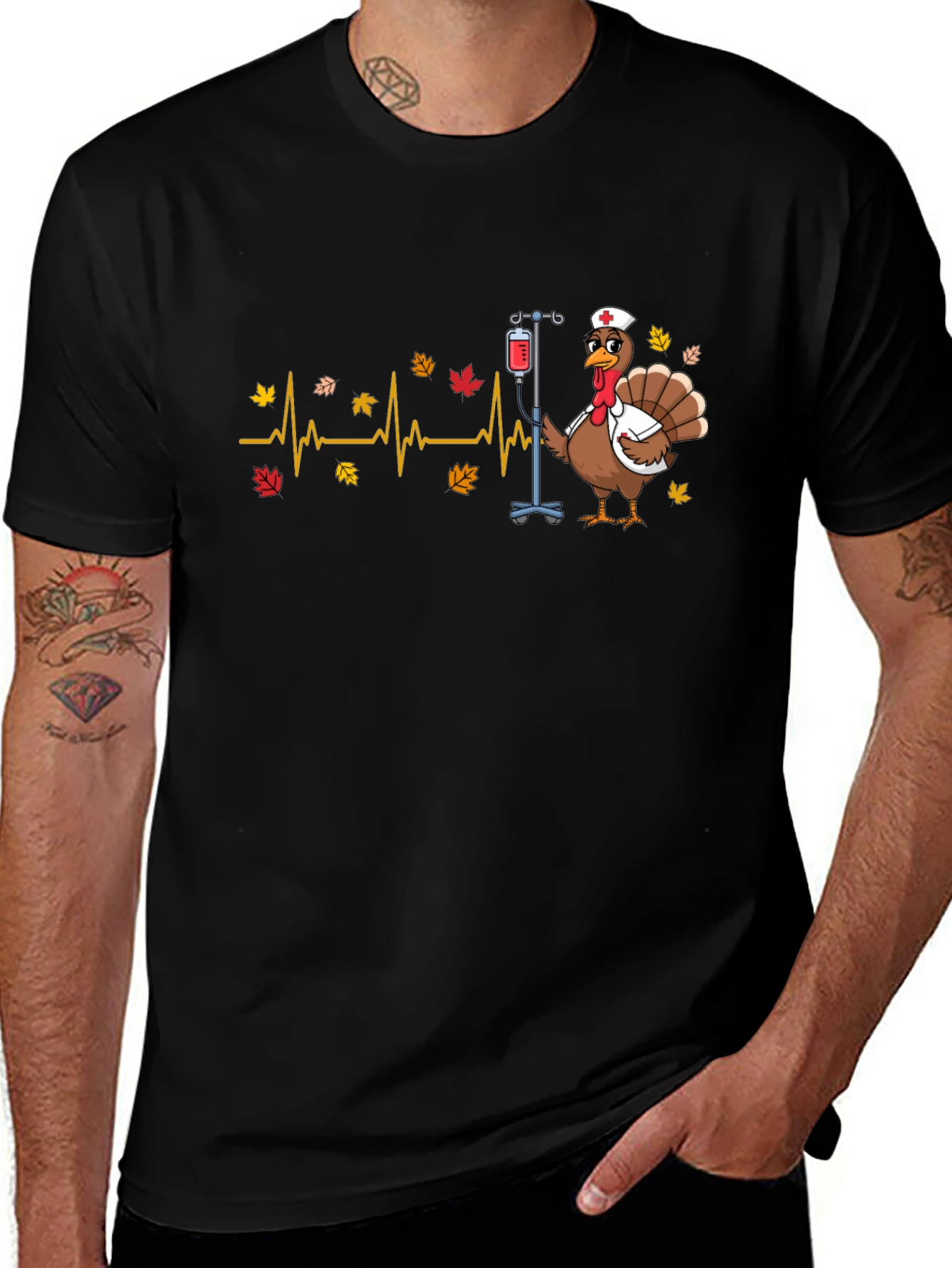 Turkey Nurse Thanksgiving Graphic T-Shirt