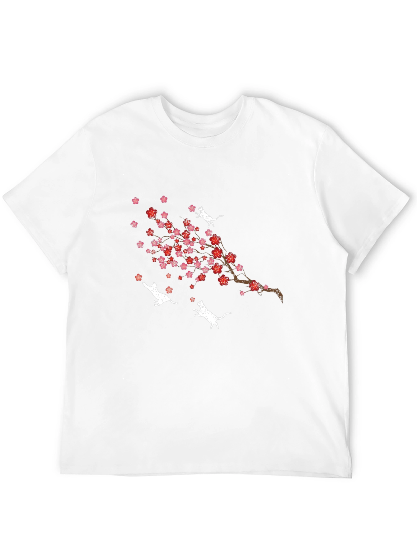 Cherry Blossom Cat T-Shirt - Unique Floral Design