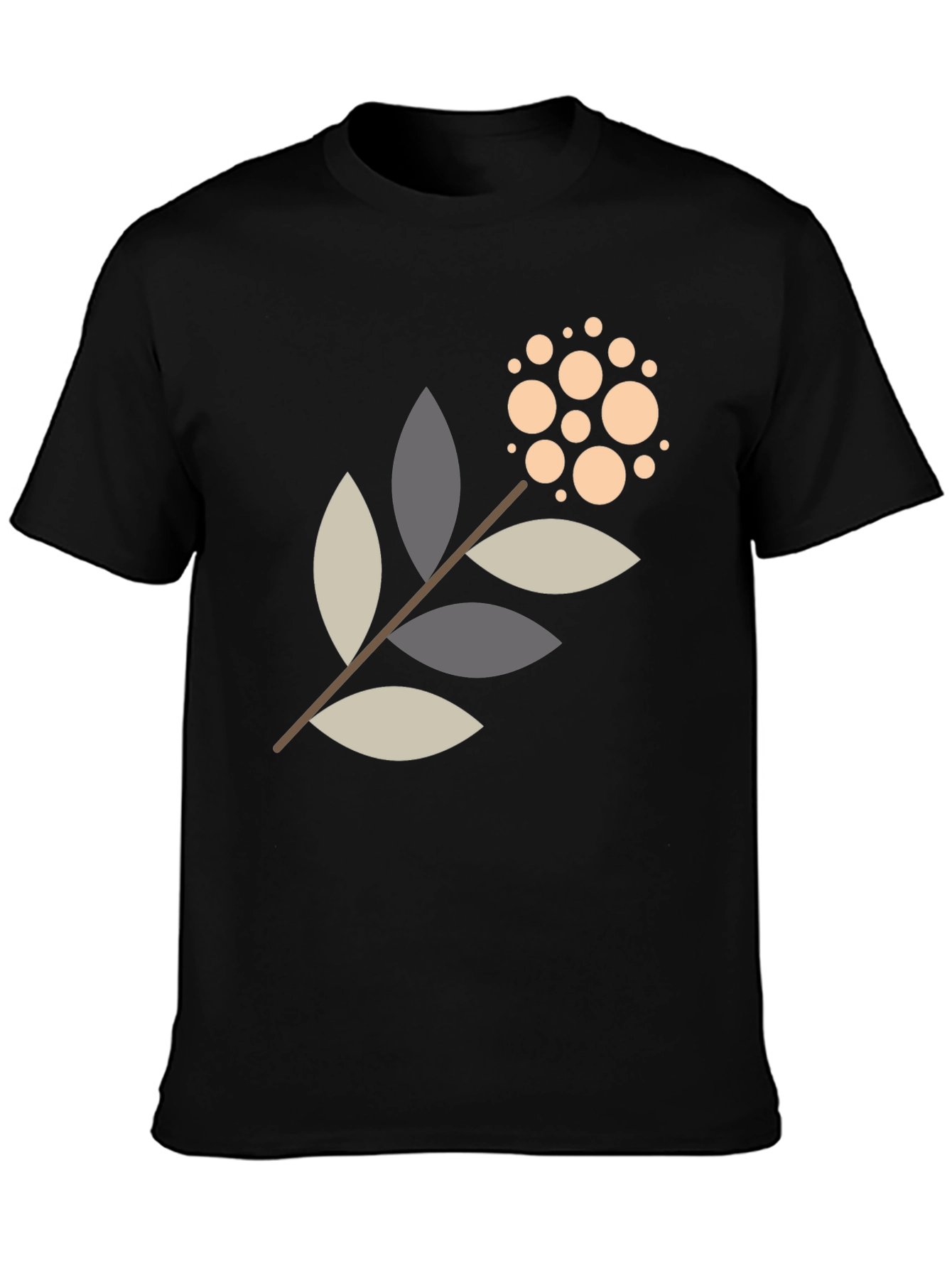 Modern Botanical Graphic Tee - Black