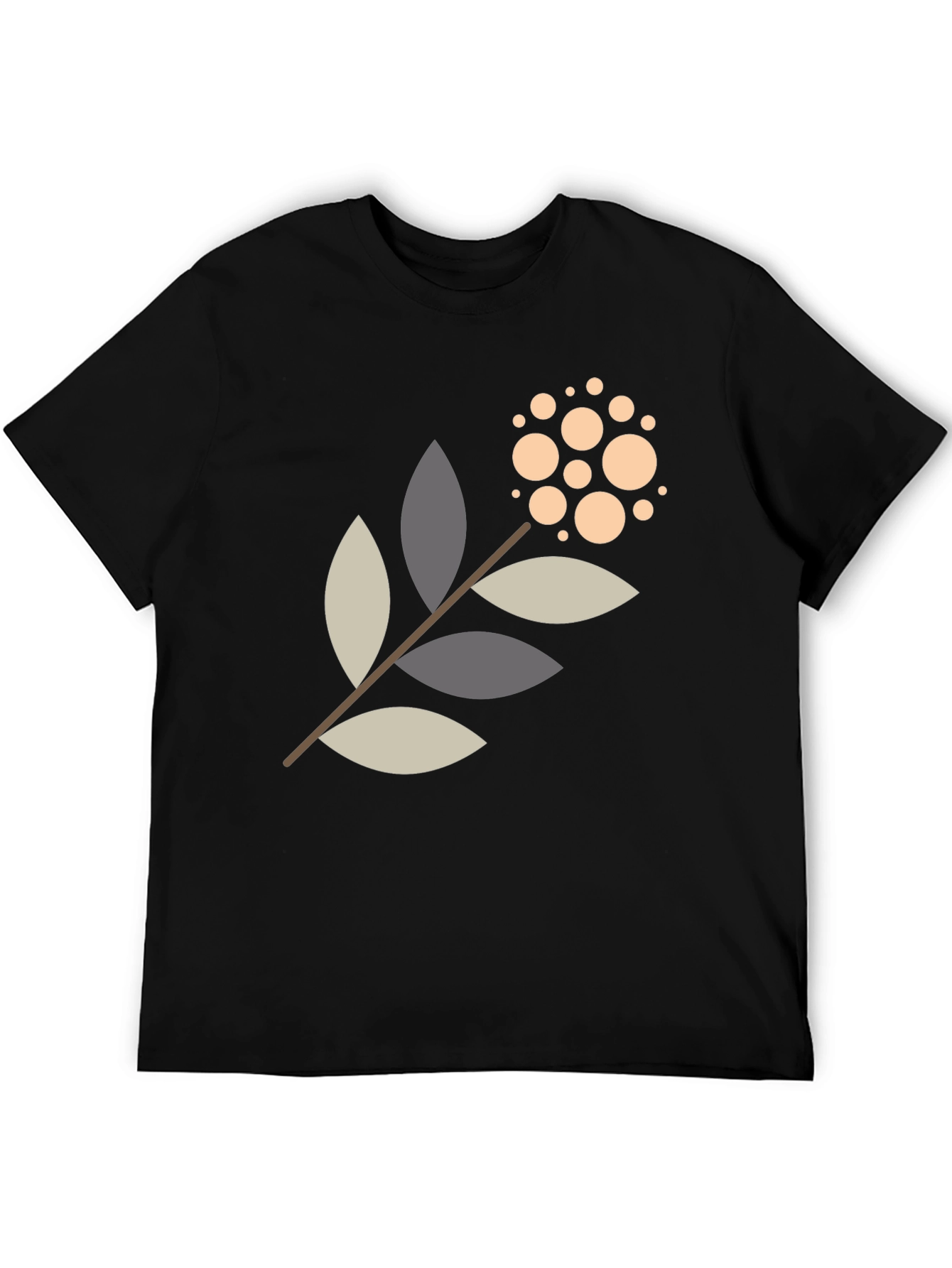 Modern Botanical Graphic Tee - Black
