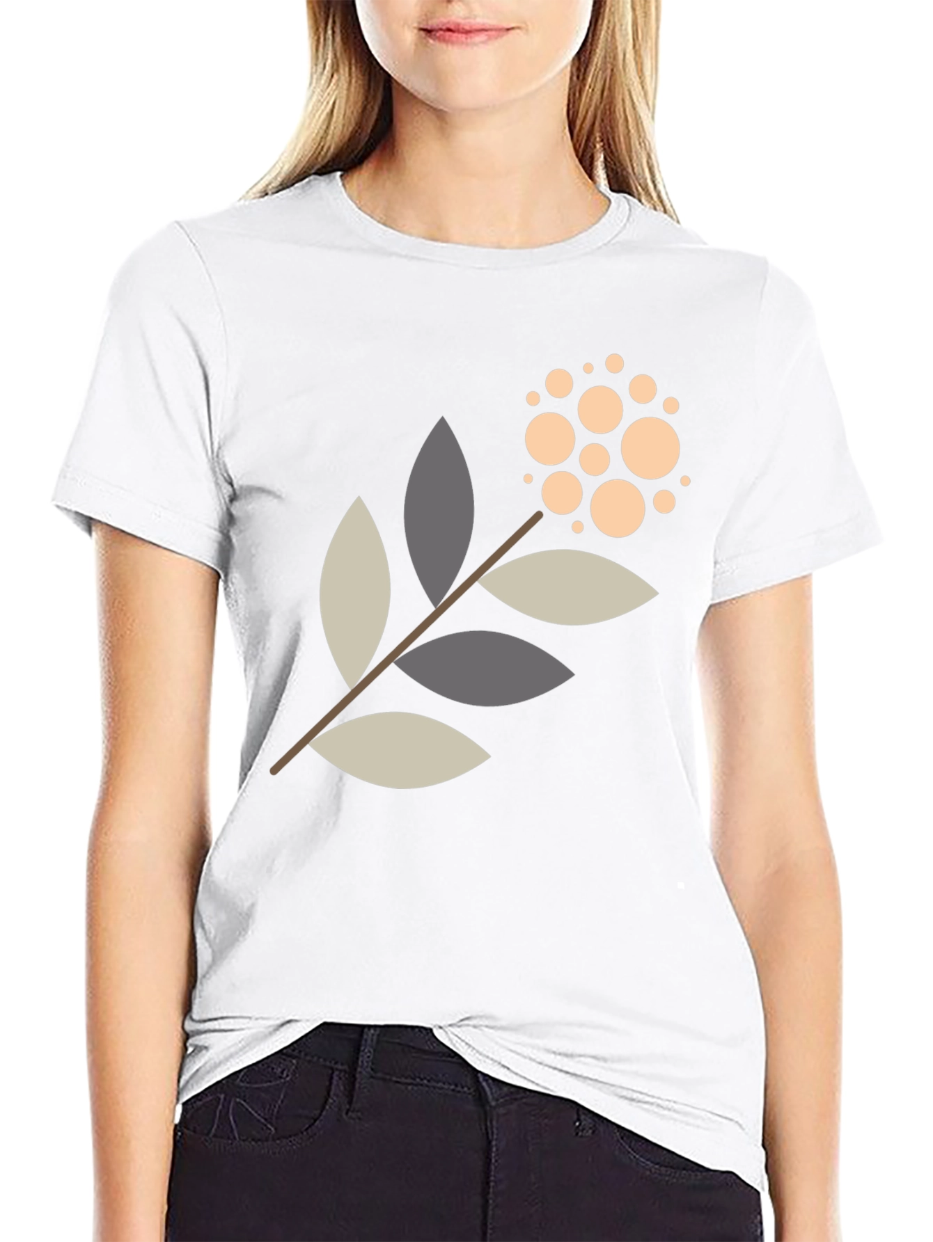 Modern Botanical Graphic Tee - Black
