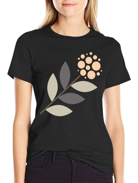 Modern Botanical Graphic Tee - Black