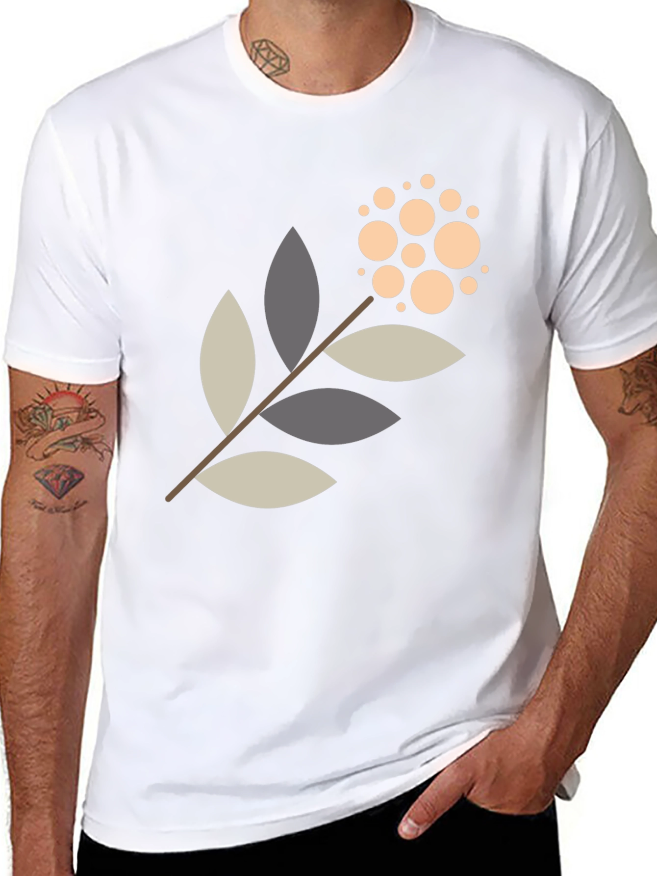 Modern Botanical Graphic Tee - Black