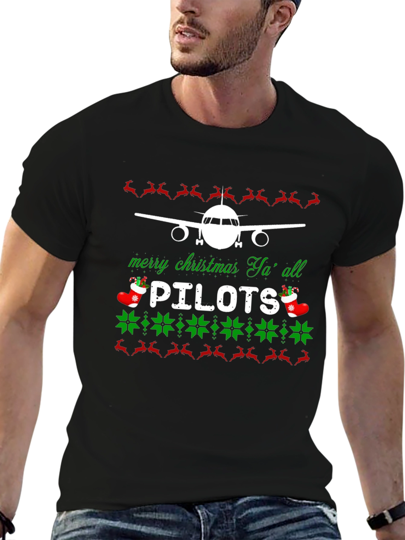 Pilot Christmas T-Shirt - Merry Christmas Yall