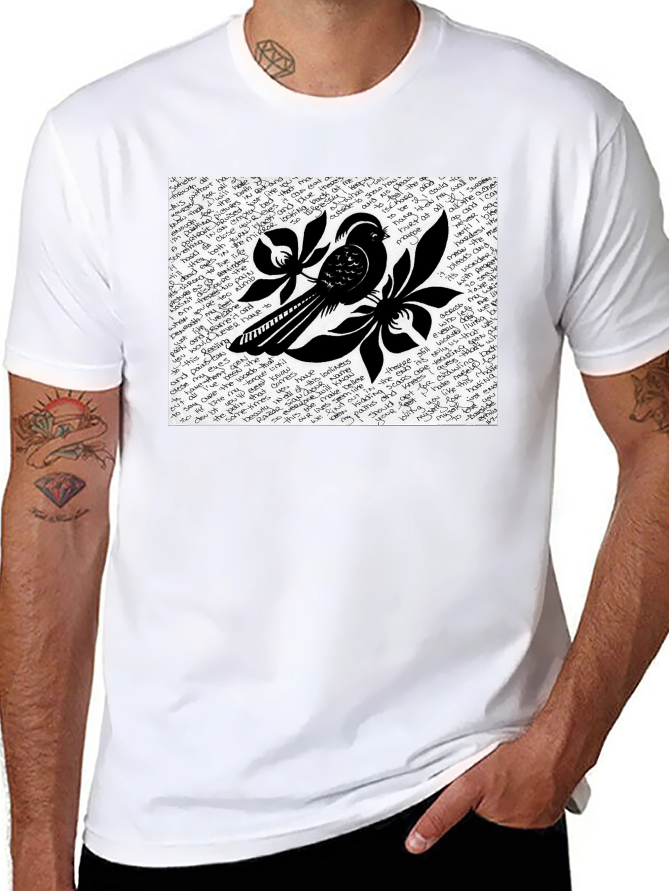 Stylish Bird Graphic Black T-Shirt