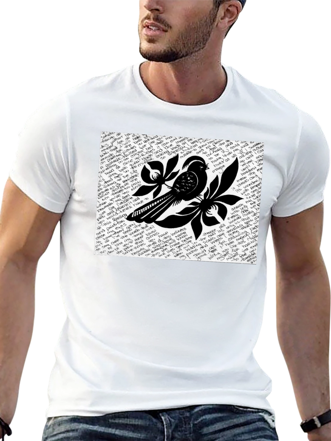 Stylish Bird Graphic Black T-Shirt