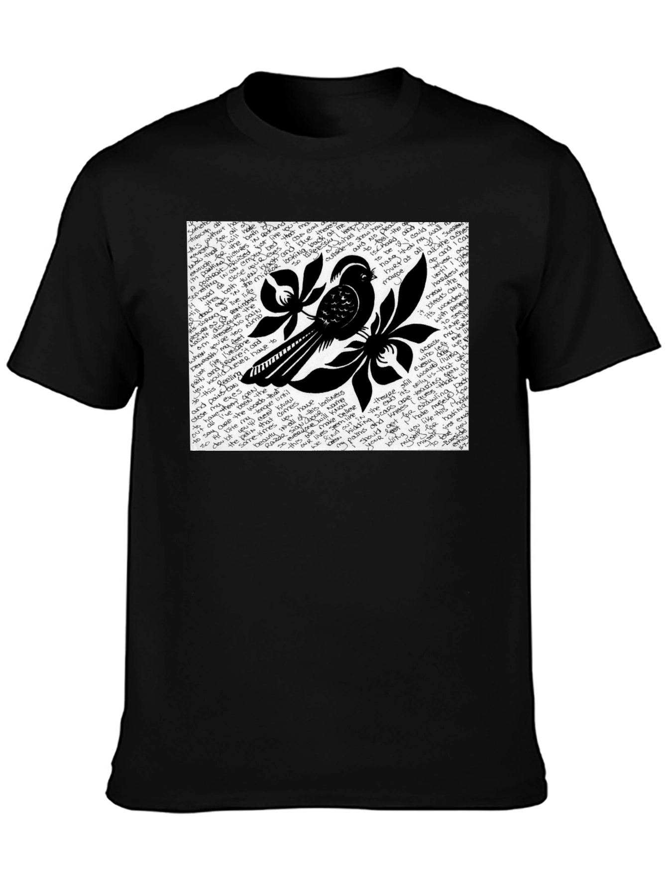 Stylish Bird Graphic Black T-Shirt