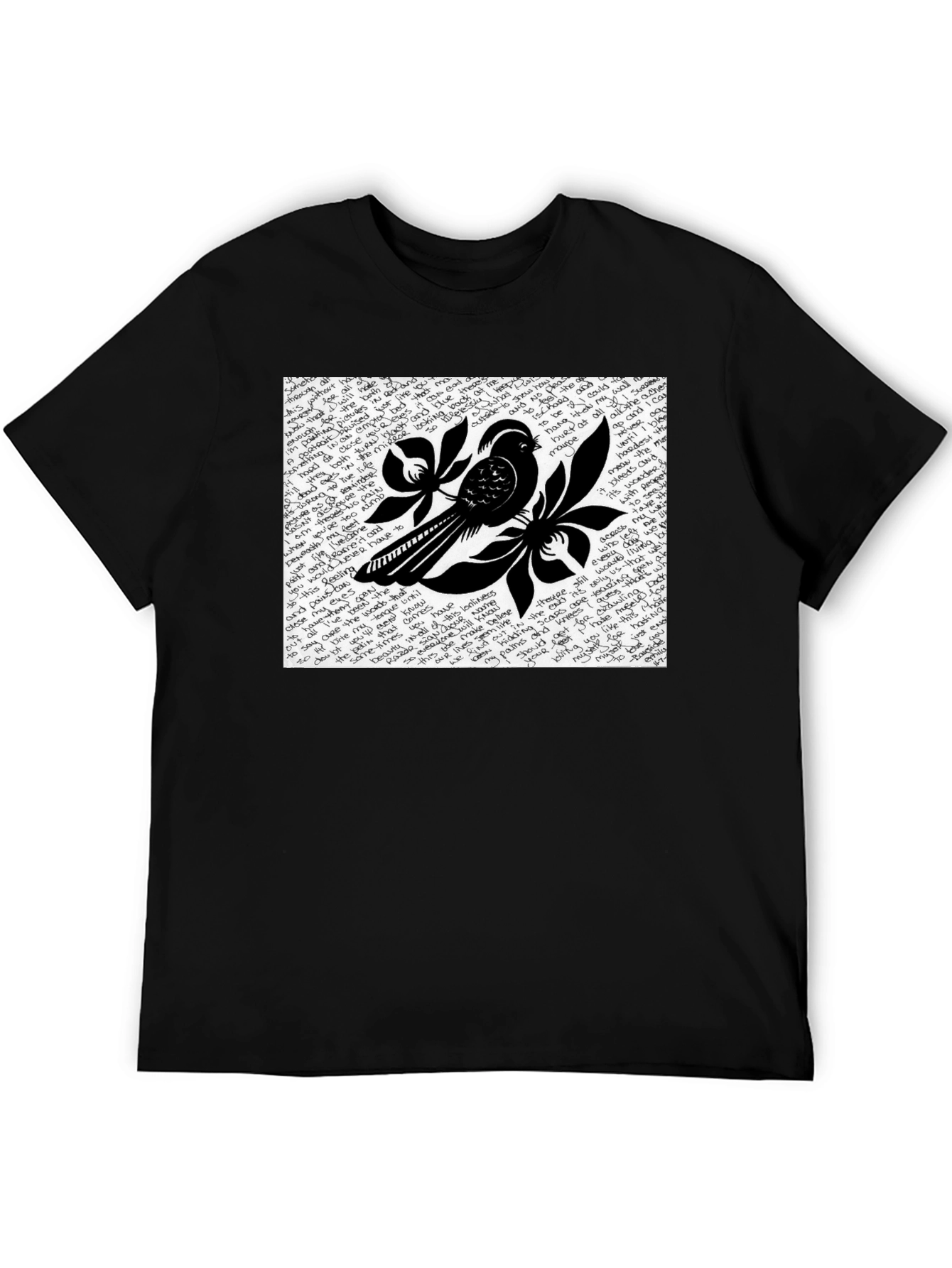 Stylish Bird Graphic Black T-Shirt