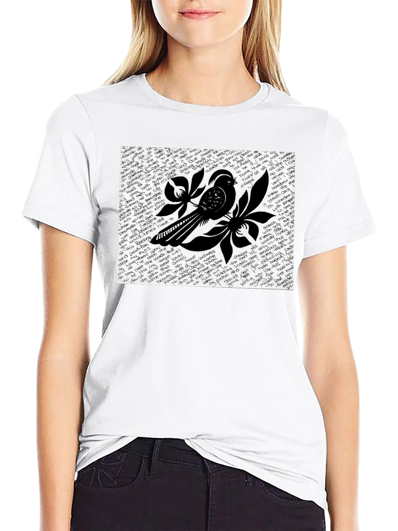 Stylish Bird Graphic Black T-Shirt
