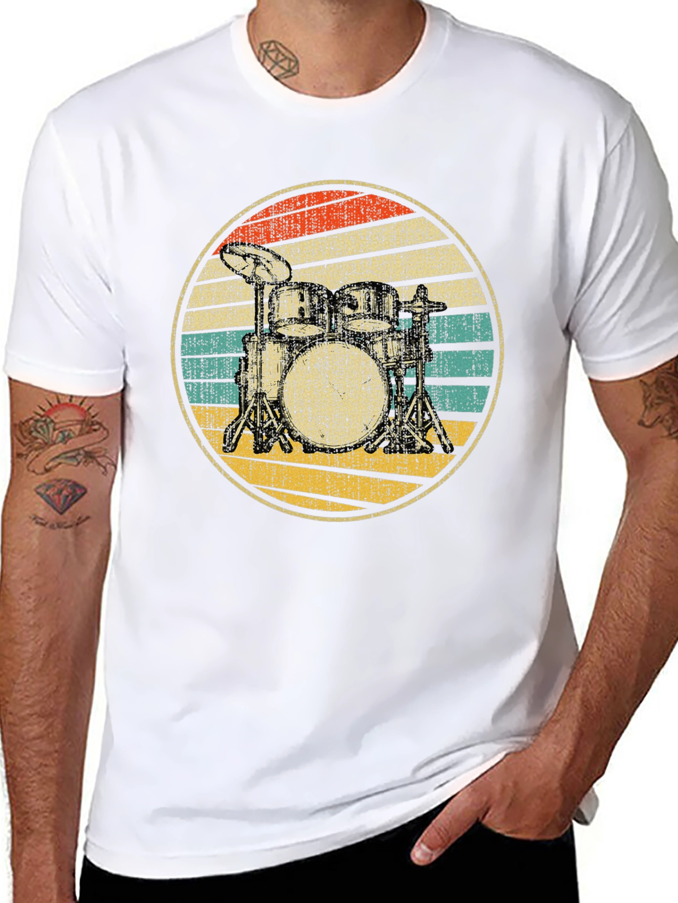 Retro Drum Set Graphic T-Shirt