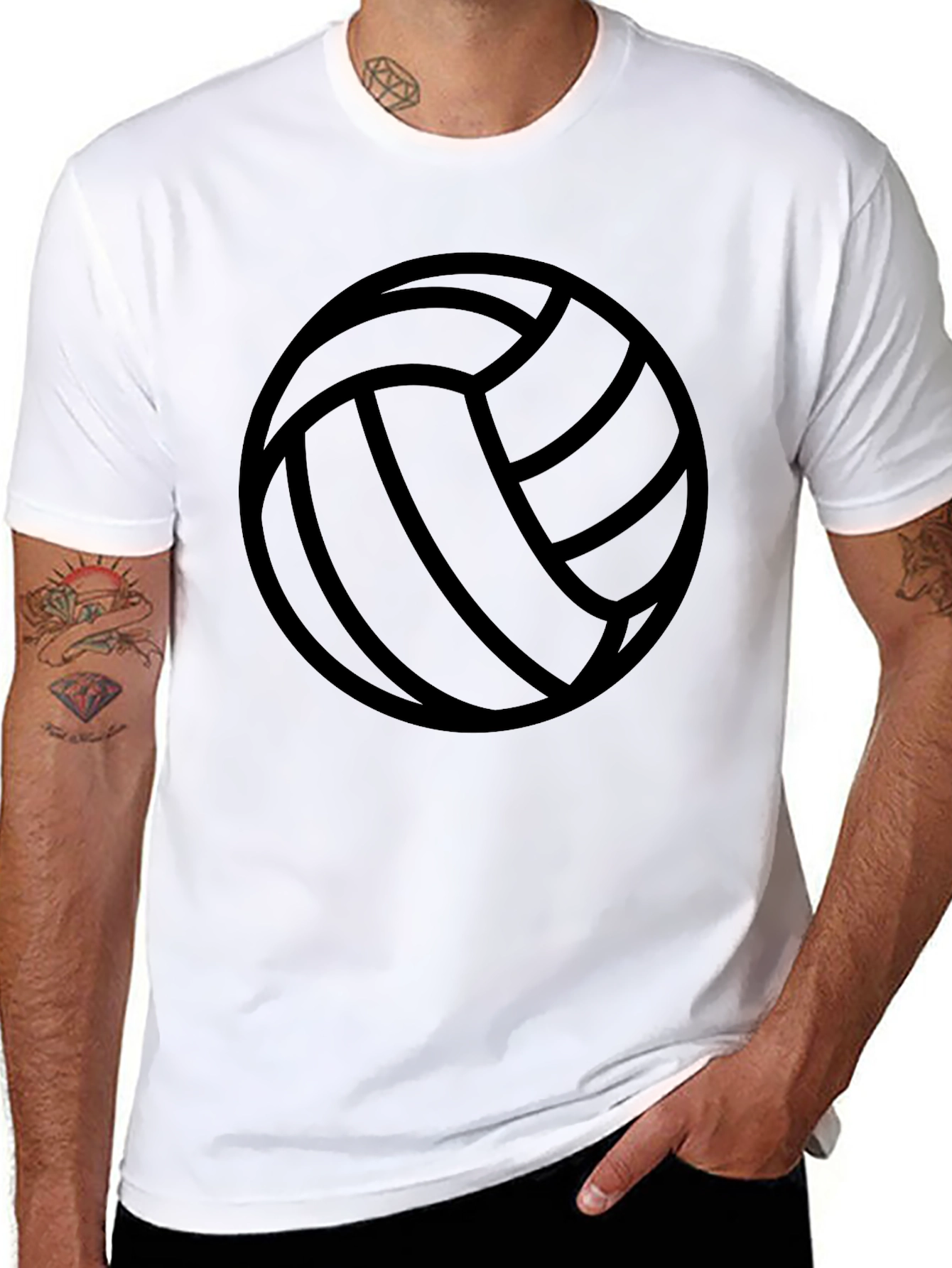 Volleyball Graphic Tee - Sporty Casual Black T-Shirt