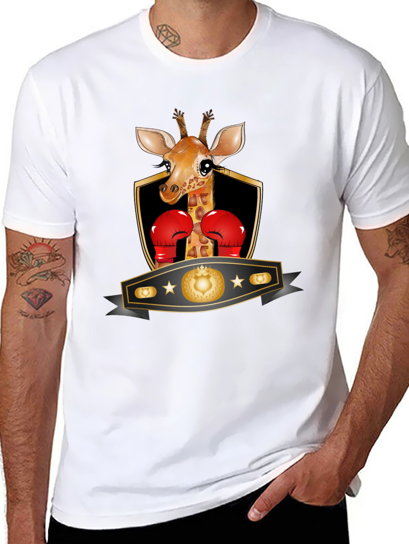 Giraffe Boxing T-Shirt - Funny Animal Tee
