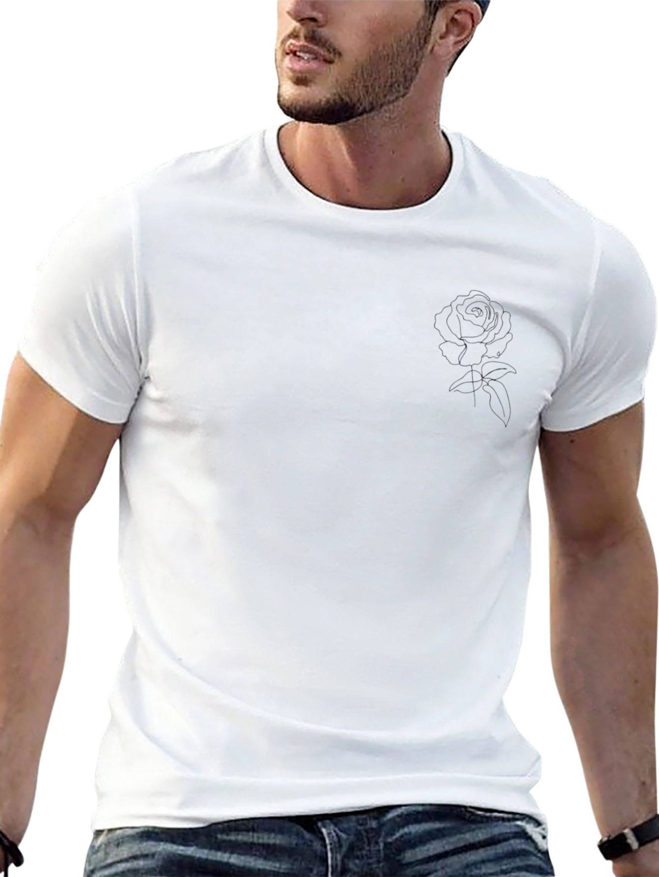 Mens Black Rose Graphic T-Shirt - Casual Style
