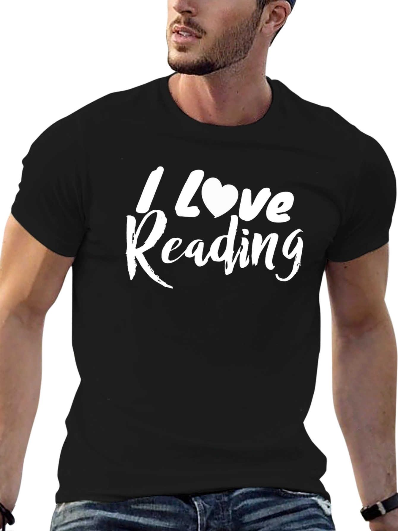 I Love Reading Graphic Tee - Black Cotton T-Shirt
