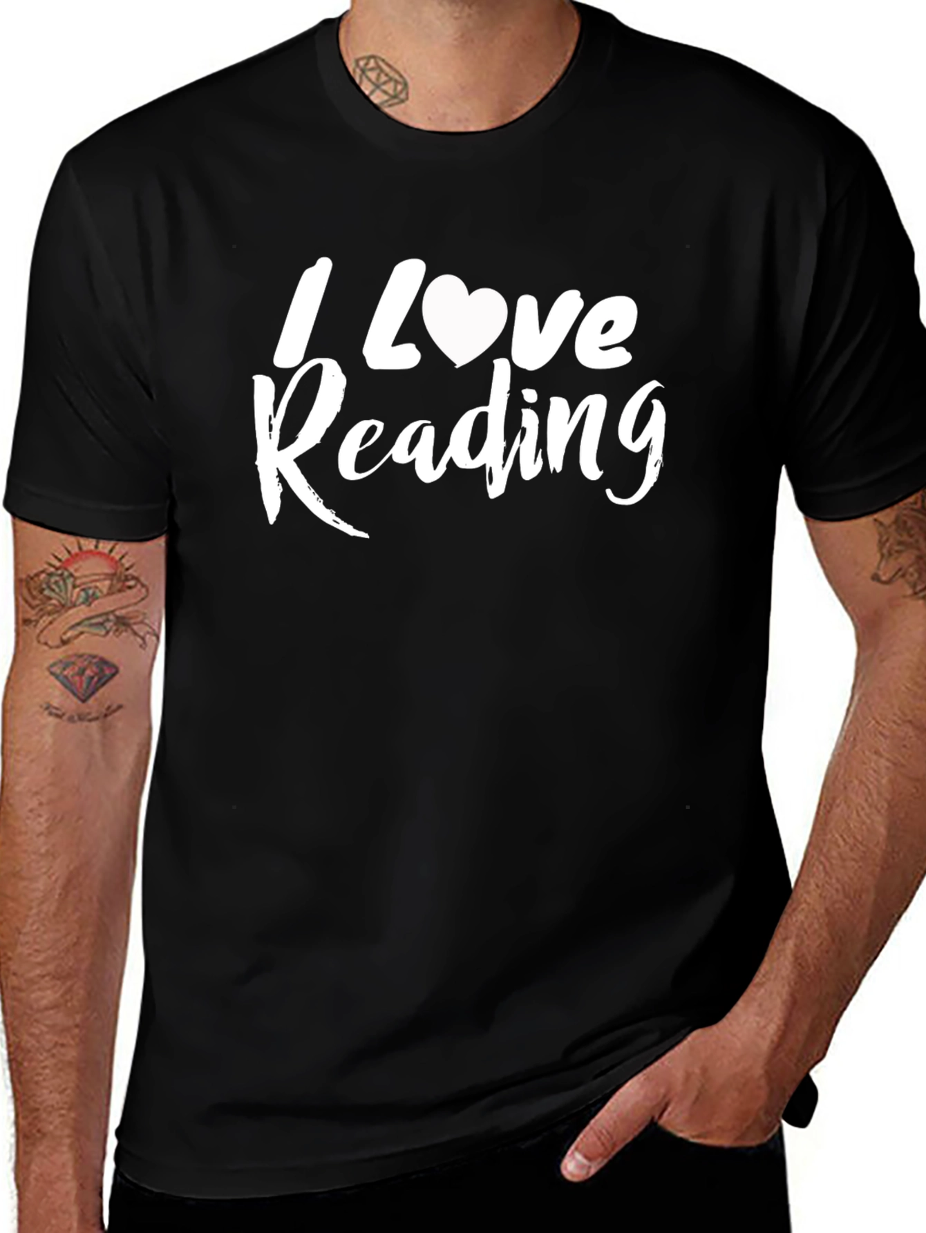 I Love Reading Graphic Tee - Black Cotton T-Shirt