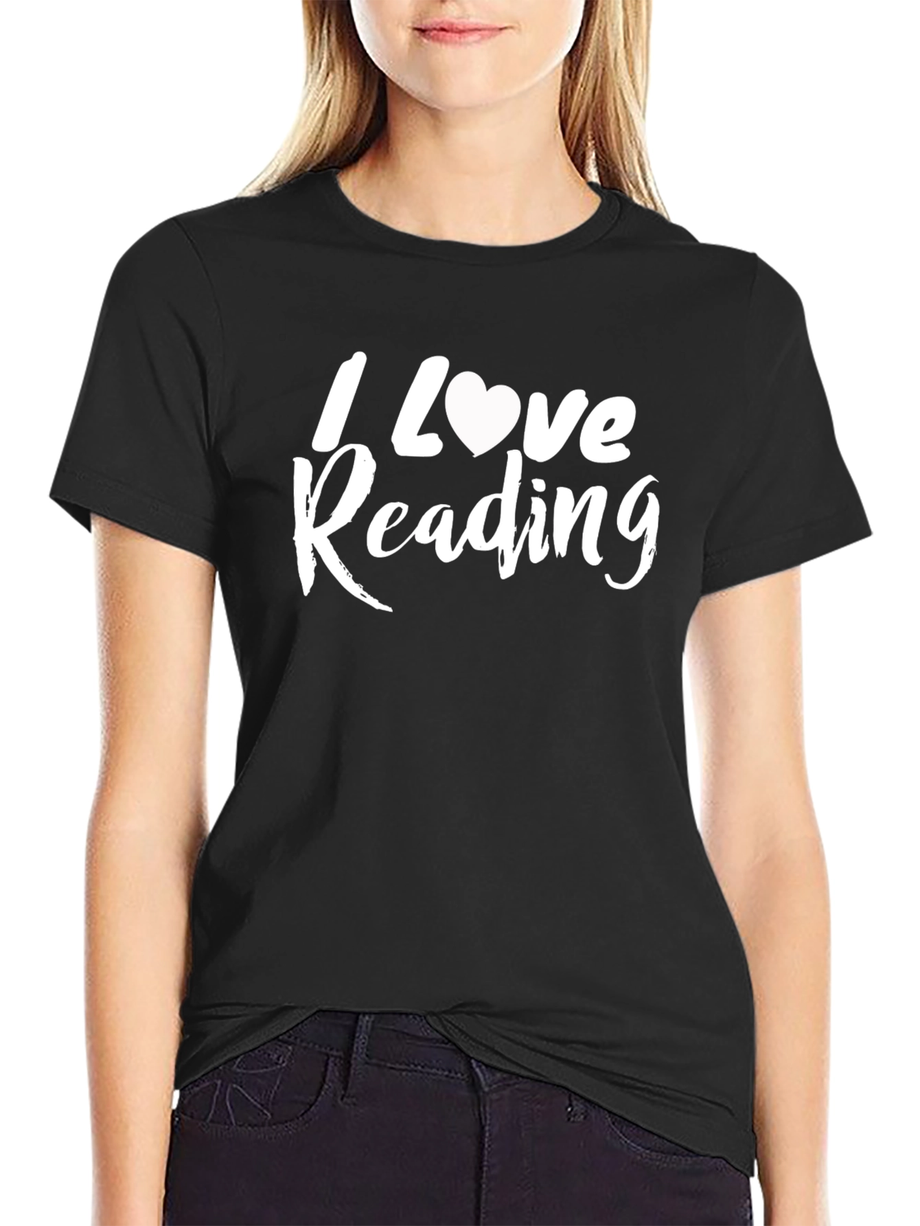 I Love Reading Graphic Tee - Black Cotton T-Shirt