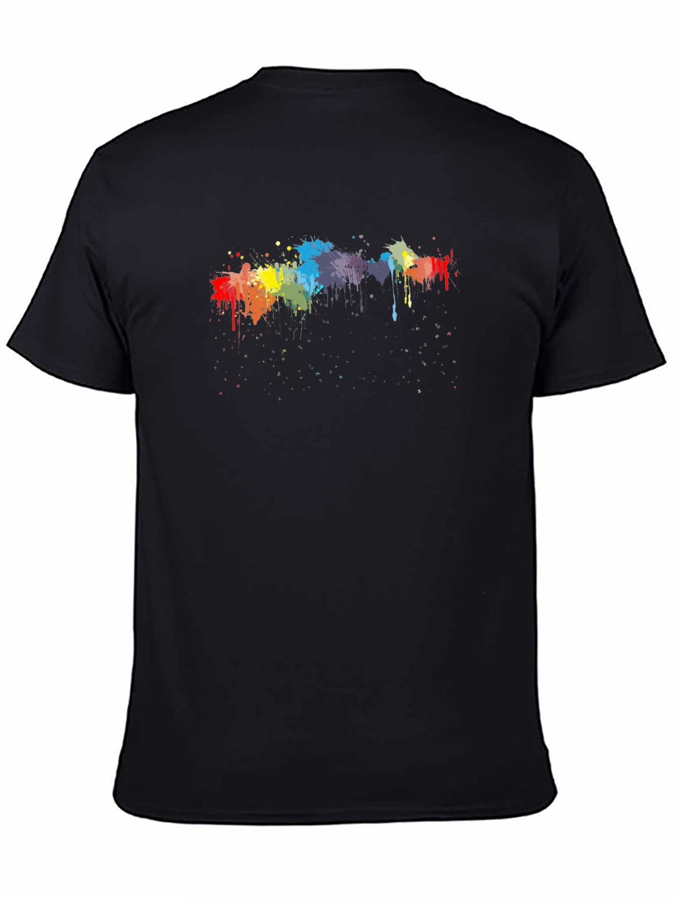 Rainbow Paint Splatter Graphic Black T-Shirt