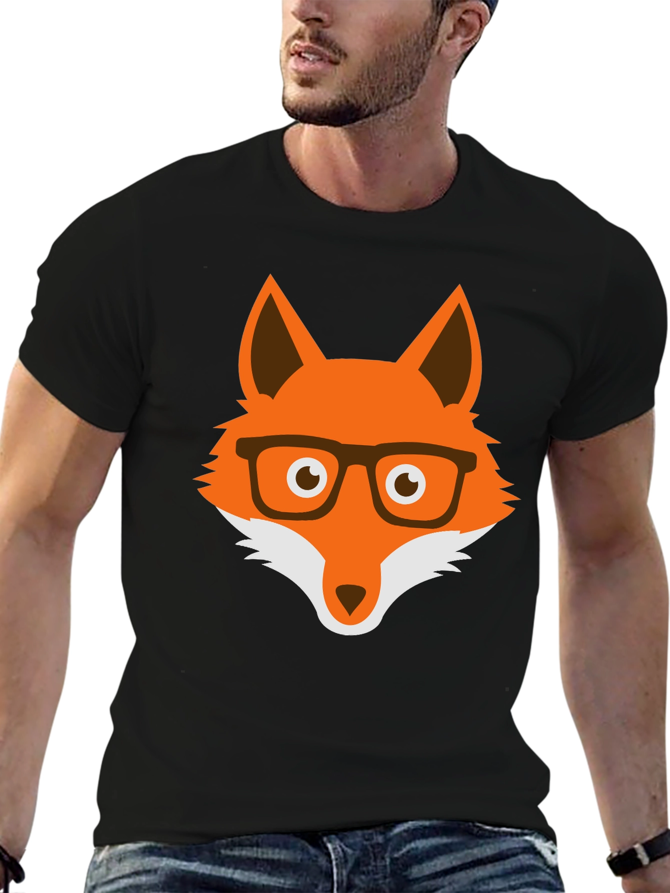 Fox with Glasses Graphic Tee - Unisex Cotton T-Shirt