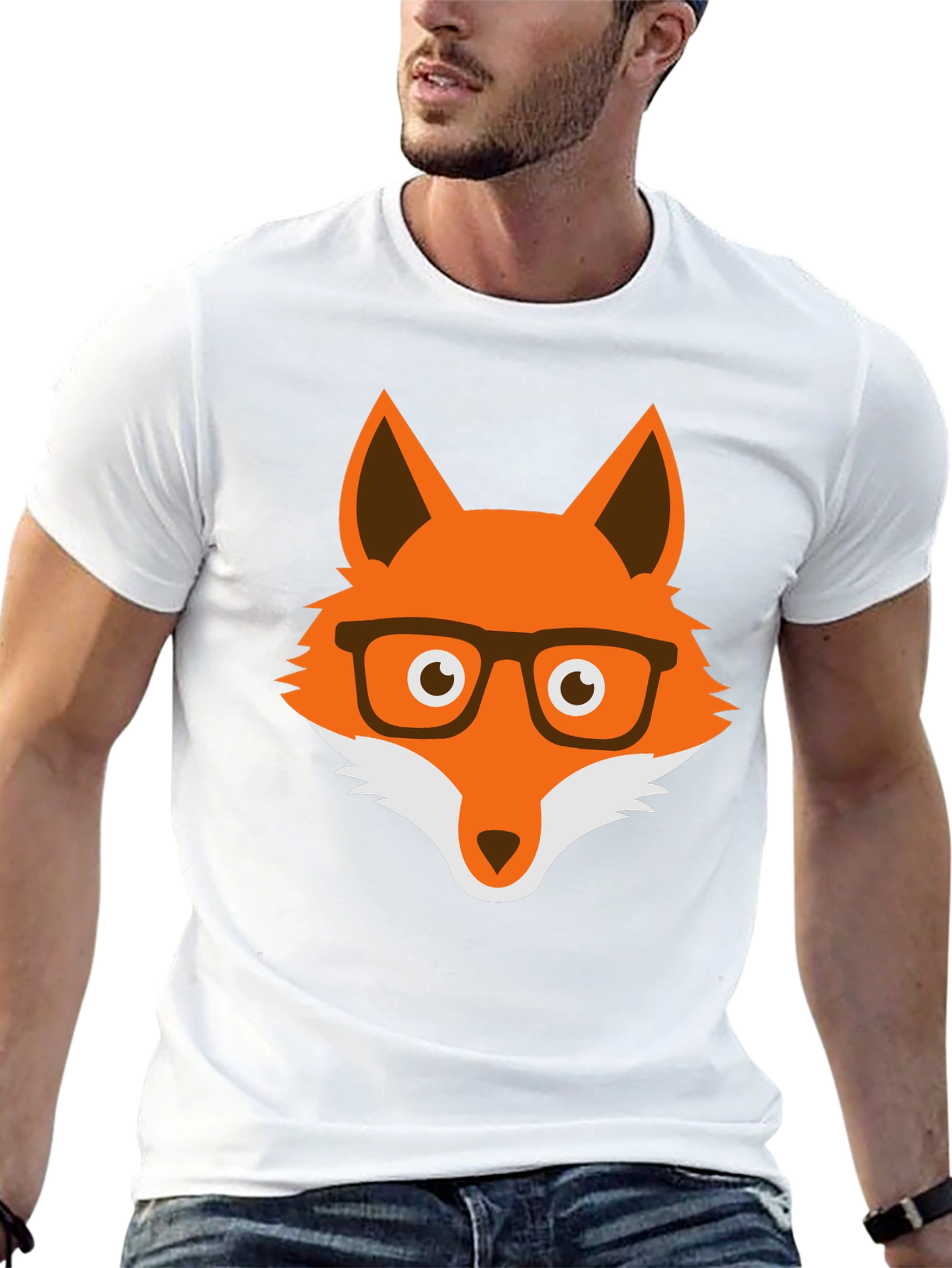 Fox with Glasses Graphic Tee - Unisex Cotton T-Shirt