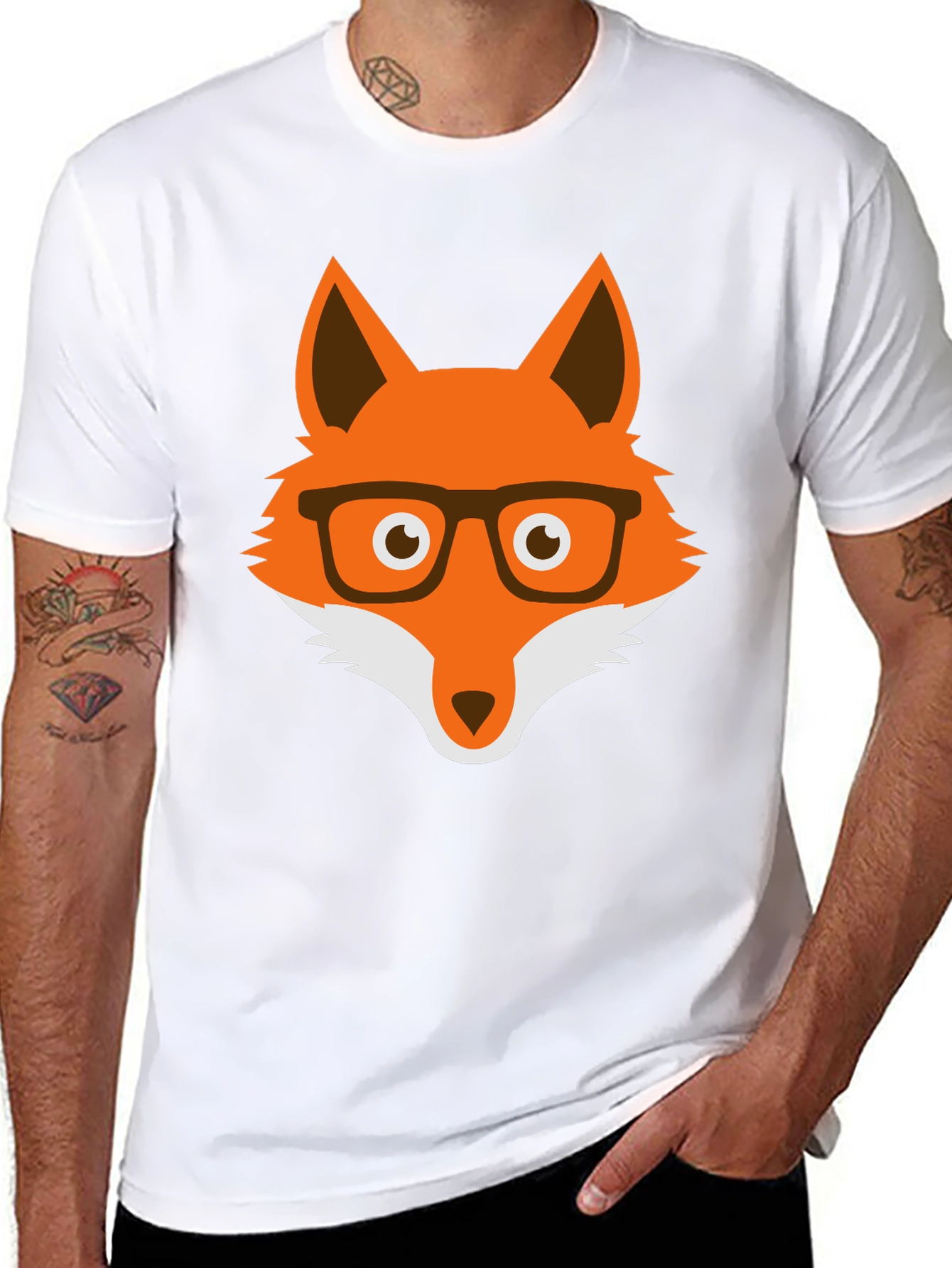 Fox with Glasses Graphic Tee - Unisex Cotton T-Shirt
