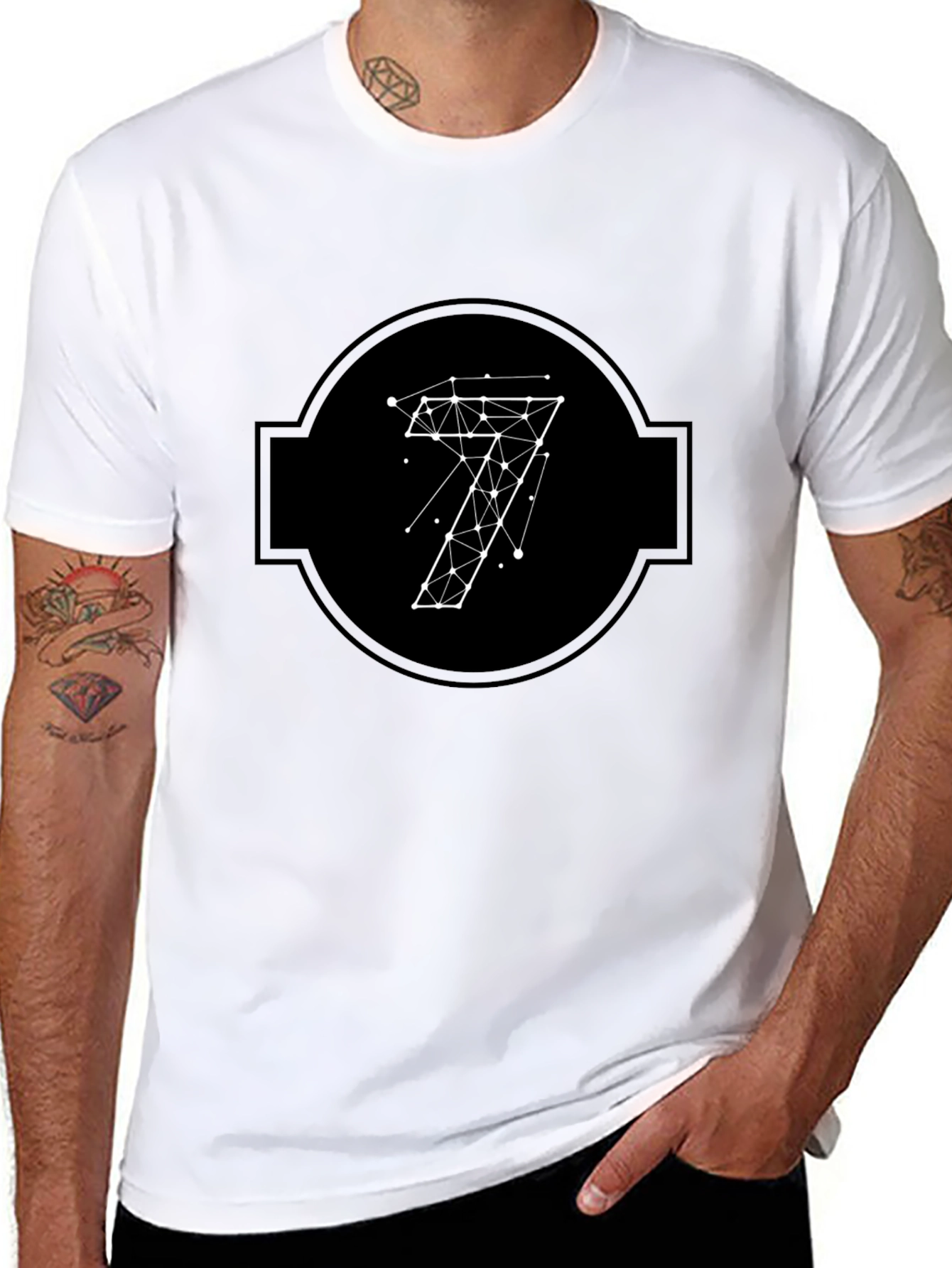Geometric Seven Black Tee